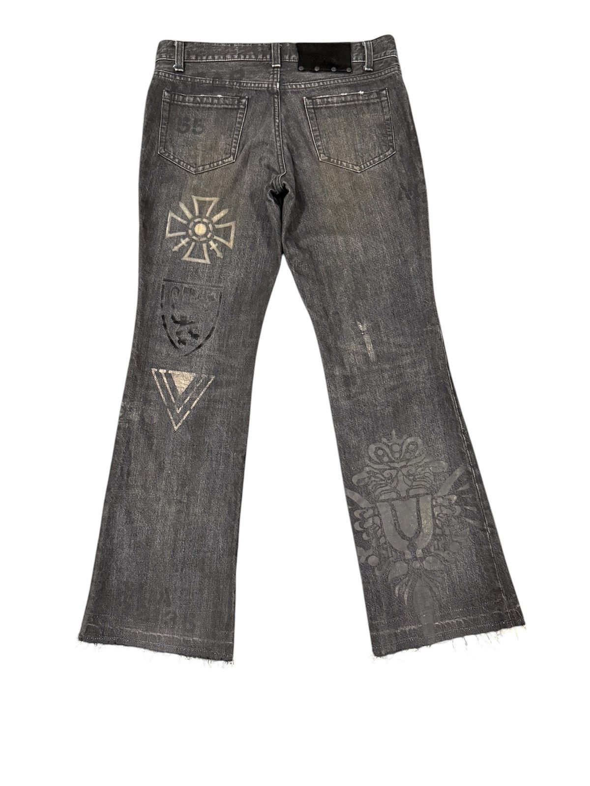 If Six Was Nine × Le Grande Bleu (L.G.B.) Very Rare Schorl Distressed Flare Printed Jeans Size US 32 / EU 48 - 2 Thumbnail