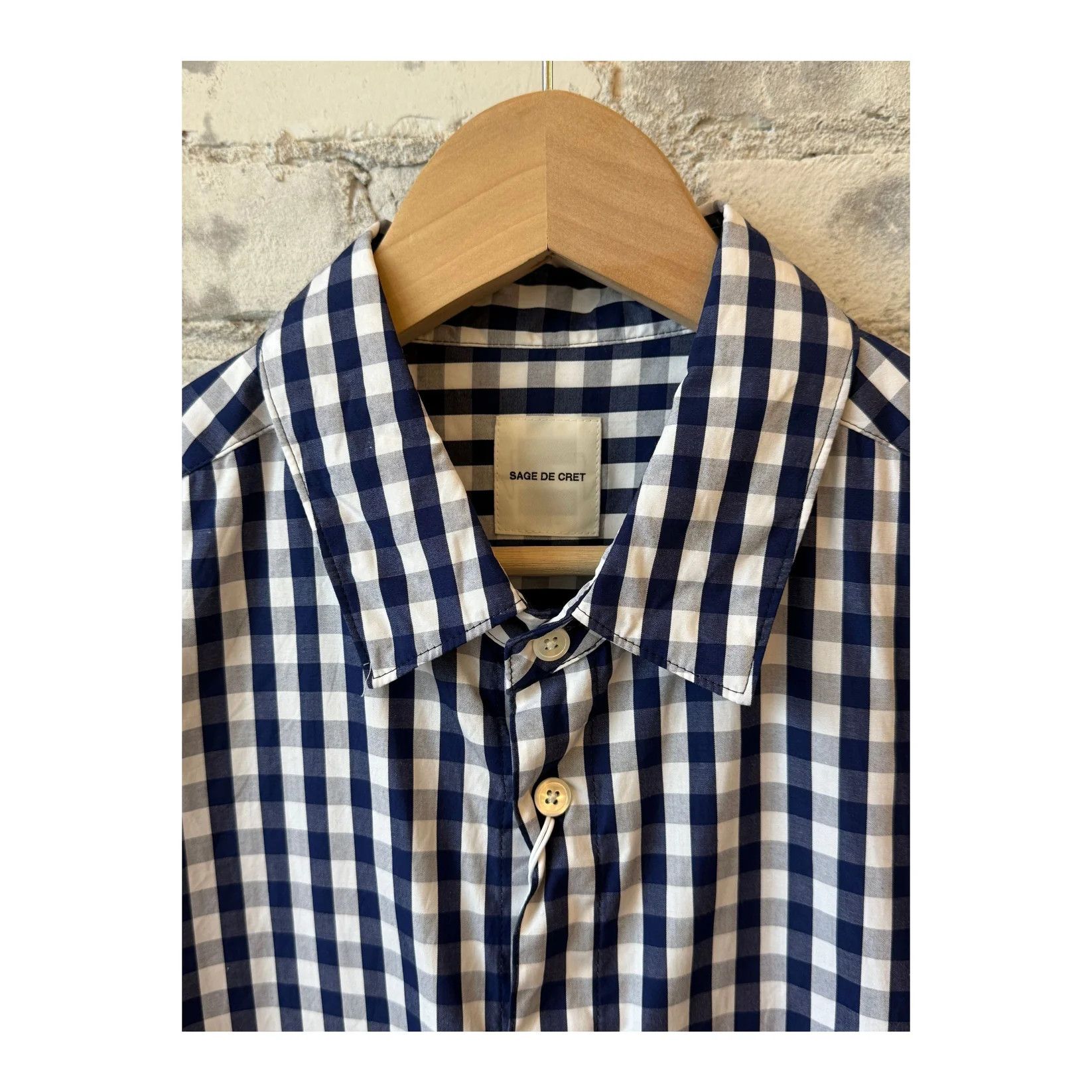 Sage De Cret Gingham Check Regular Collar Shirt (BRAND NEW W/ TAGS) Size US XL / EU 56 / 4 - 3 Thumbnail