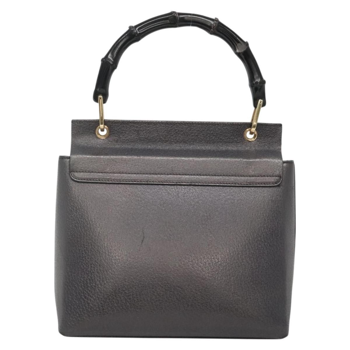 Gucci GUCCI Bamboo Hand Bag Leather Gold Charcoal Gray 001 3444 Size ONE SIZE - 3 Thumbnail