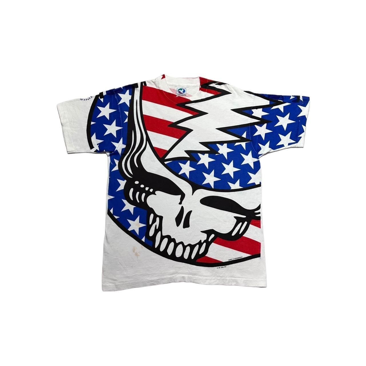 Grateful Dead × Liquid Blue × Vintage Vintage Grateful Dead American Flag Chris Pinkerton T-Shirt Size US XL / EU 56 / 4 - 1 Thumbnail