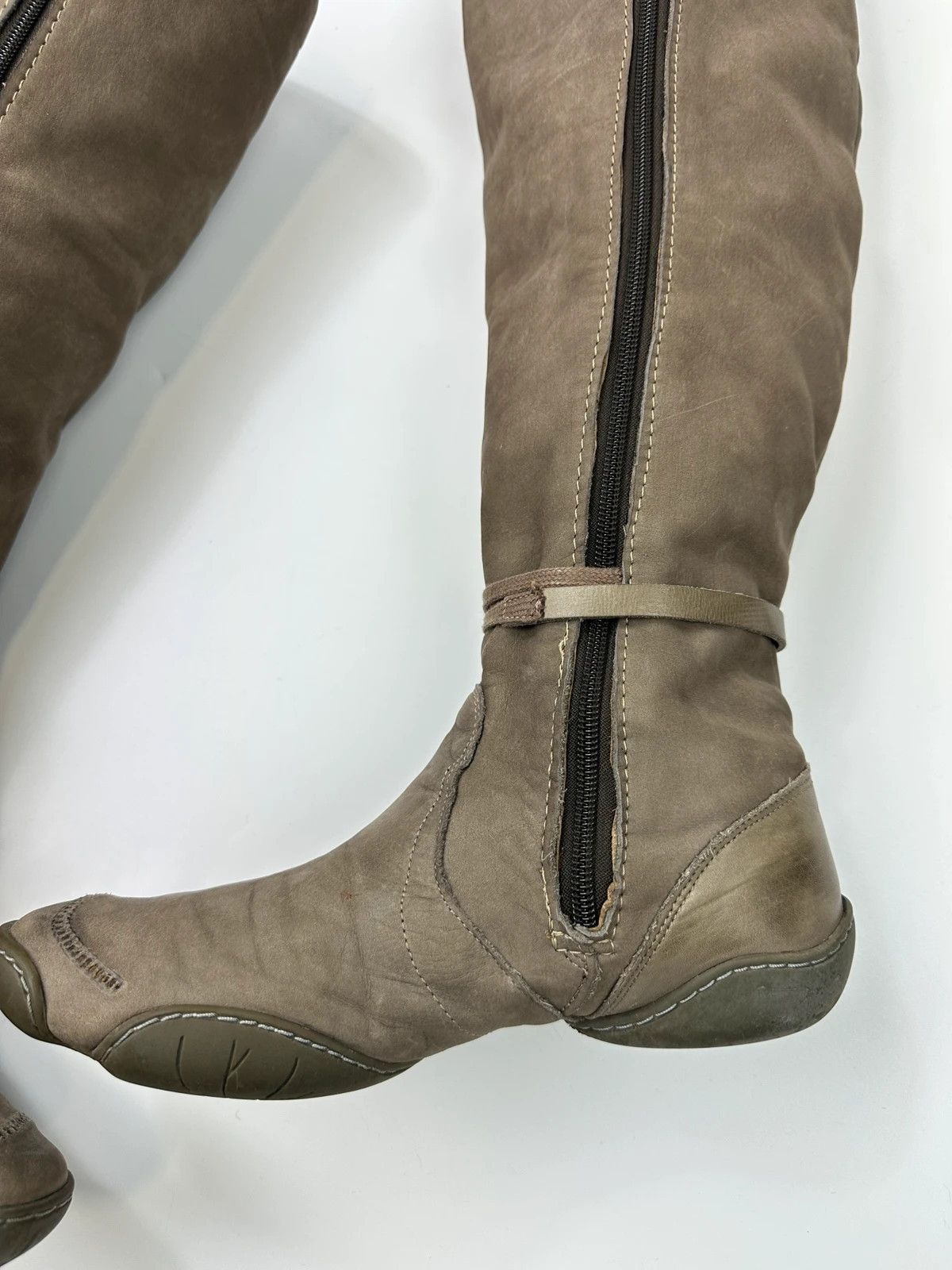 Marithe + Francois Girbaud M+FG Leather Khaki Brown Straps High Boots Size US 7 / IT 37 - 8 Thumbnail