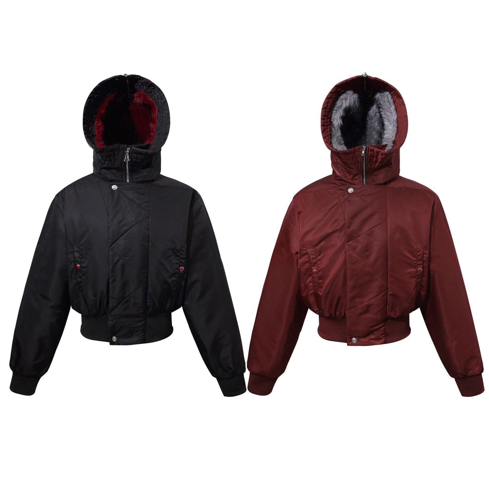 Japanese Brand Burgundy Cropped Puffer Jacket with Faux Fur Collar Size M / US 6-8 / IT 42-44 - 5 Thumbnail