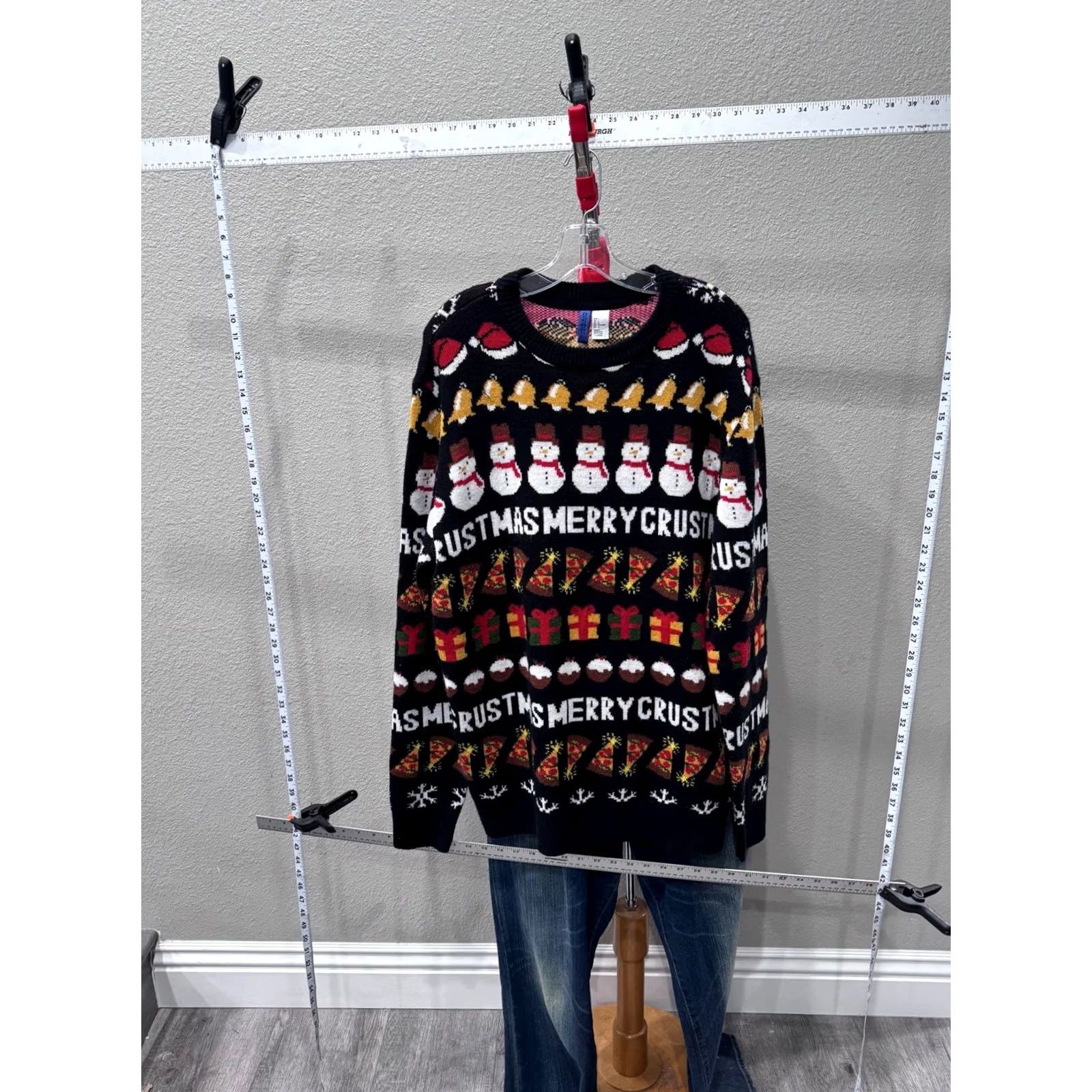H&M H & M Merry Pizza Crustmas Ugly Christms SWEATER Large L Oversized Mens Size US L / EU 52-54 / 3 - 3 Thumbnail