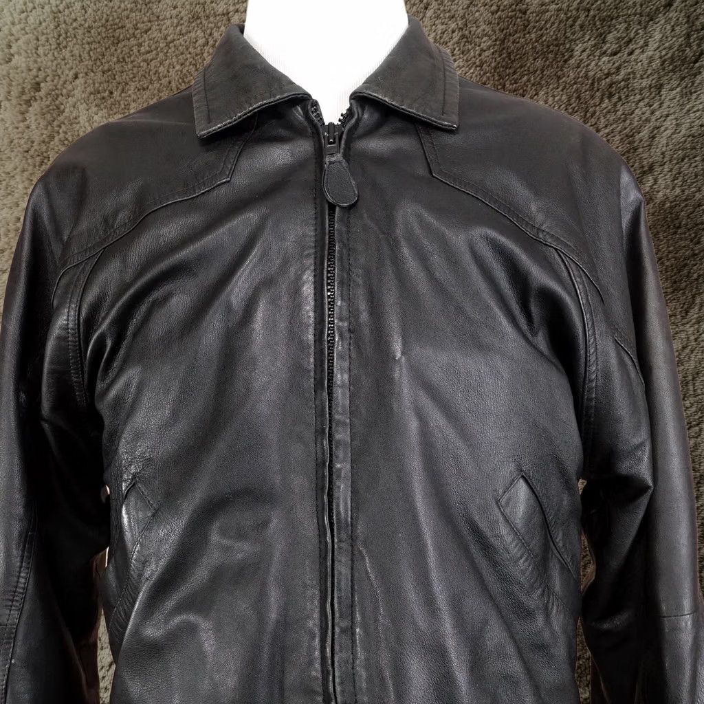 Marc By Andrew Marc Jacket Mens 1XL Black Leather Bomber Full Zip Lined Pockets, Men's