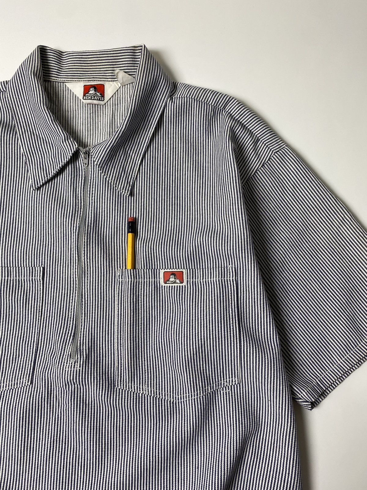 Ben Davis TRUE VINTAGE BEN DAVIS HALF ZIP HICKORY STRIPE WORK SHIRT Size US L / EU 52-54 / 3 - 5 Thumbnail