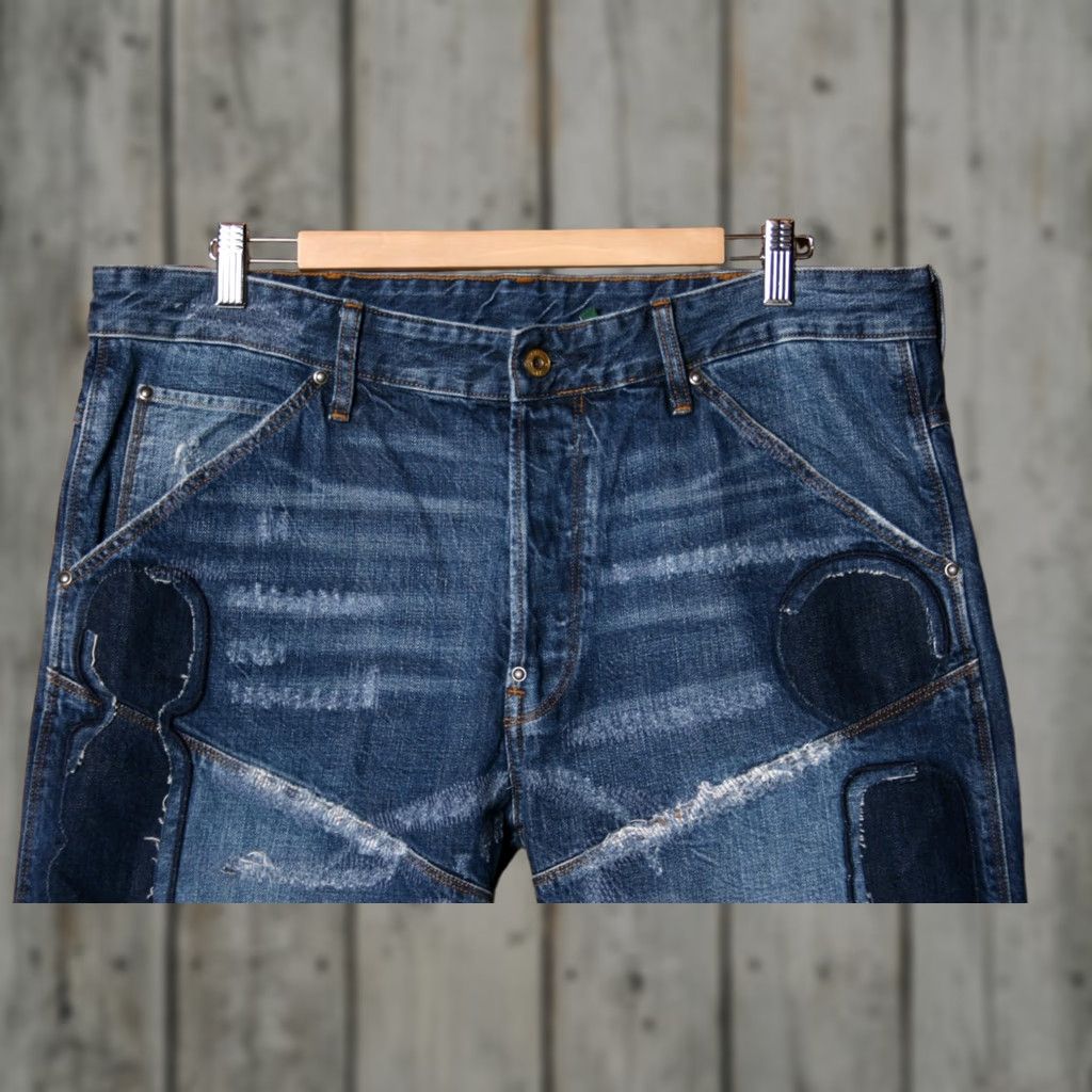 G-Star G-Star Raw 5620 3D Straight Tapered Jeans Blue 36x32 Mens Regular Denim Button Rise 10-12in Inseam 31in Vietnam Tags 37x31 Patched Ca Size US 37 - 1 Thumbnail