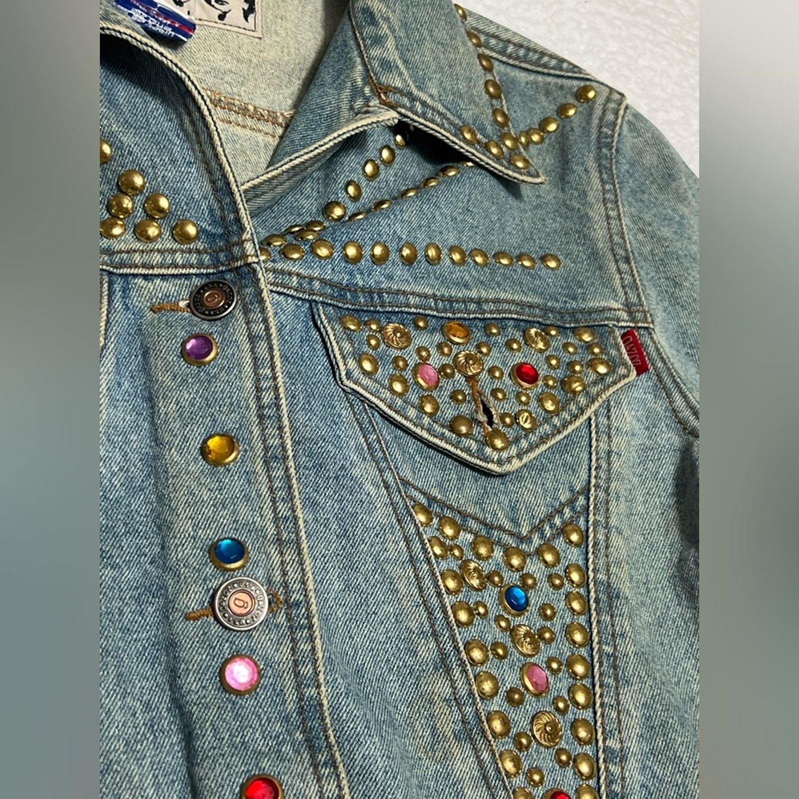 Vintage Vintage 80s Gazoz Bedazzled Jean Denim Jacket MADE IN USA Size L / US 10 / IT 46 - 5 Thumbnail