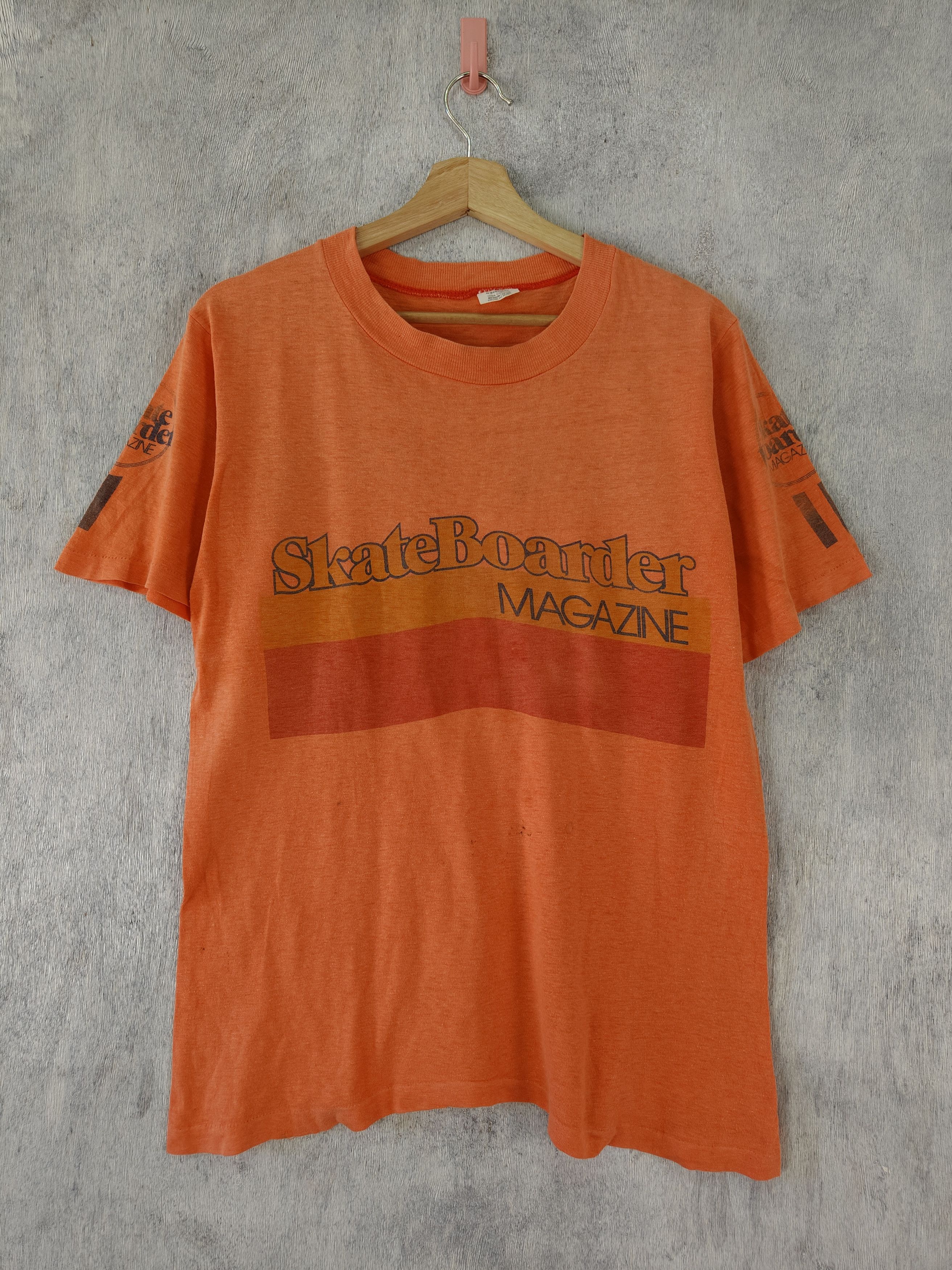 image of Skategang x Vintage 80's Skateboard Magazine T-Shirt in Orange, Men's (Size Medium)