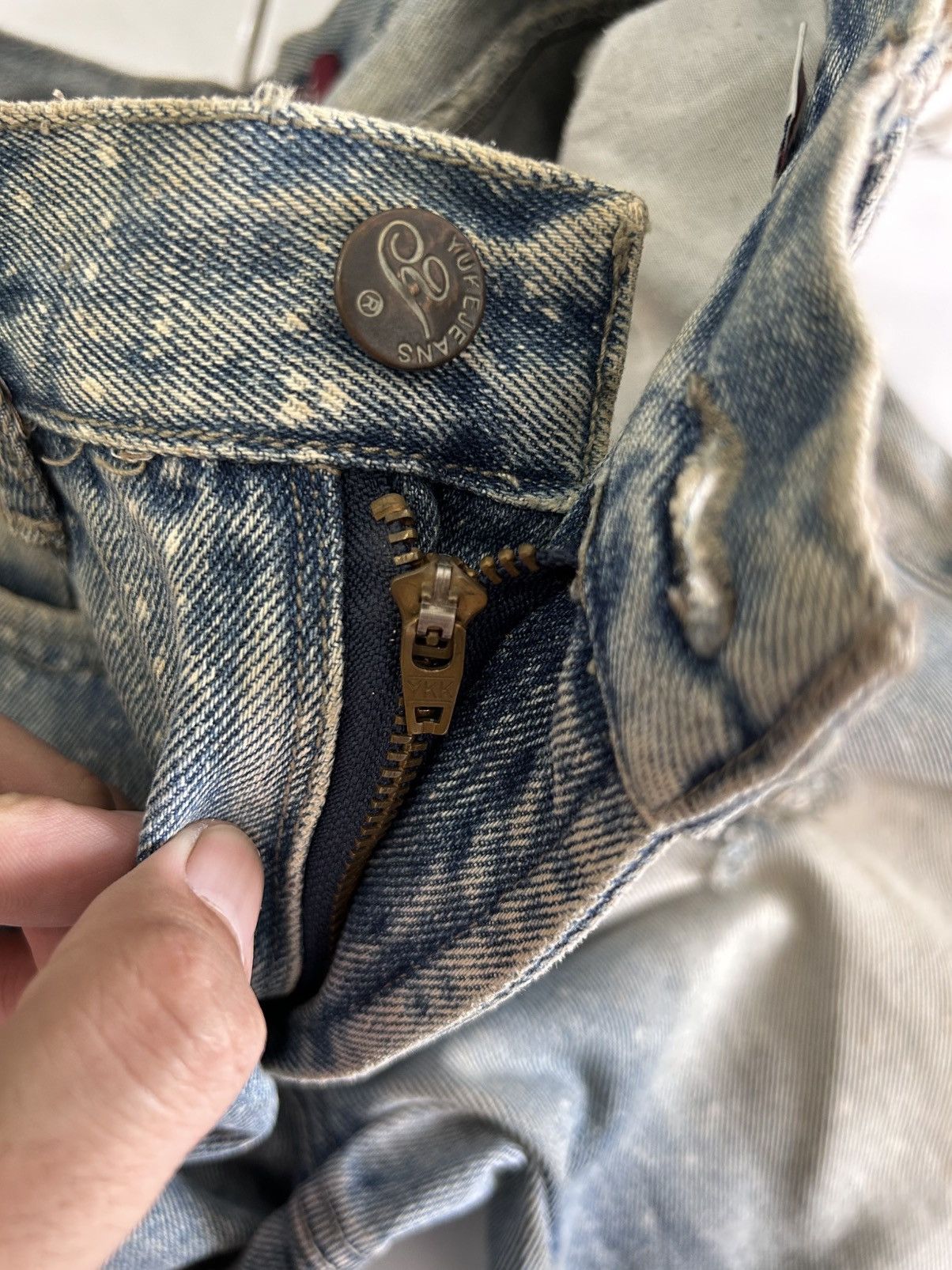 Japanese Brand × Vintage Vintage HAN DI LONG JEANS Japanese Distressed Painted Denim Size US 27 - 19 Thumbnail