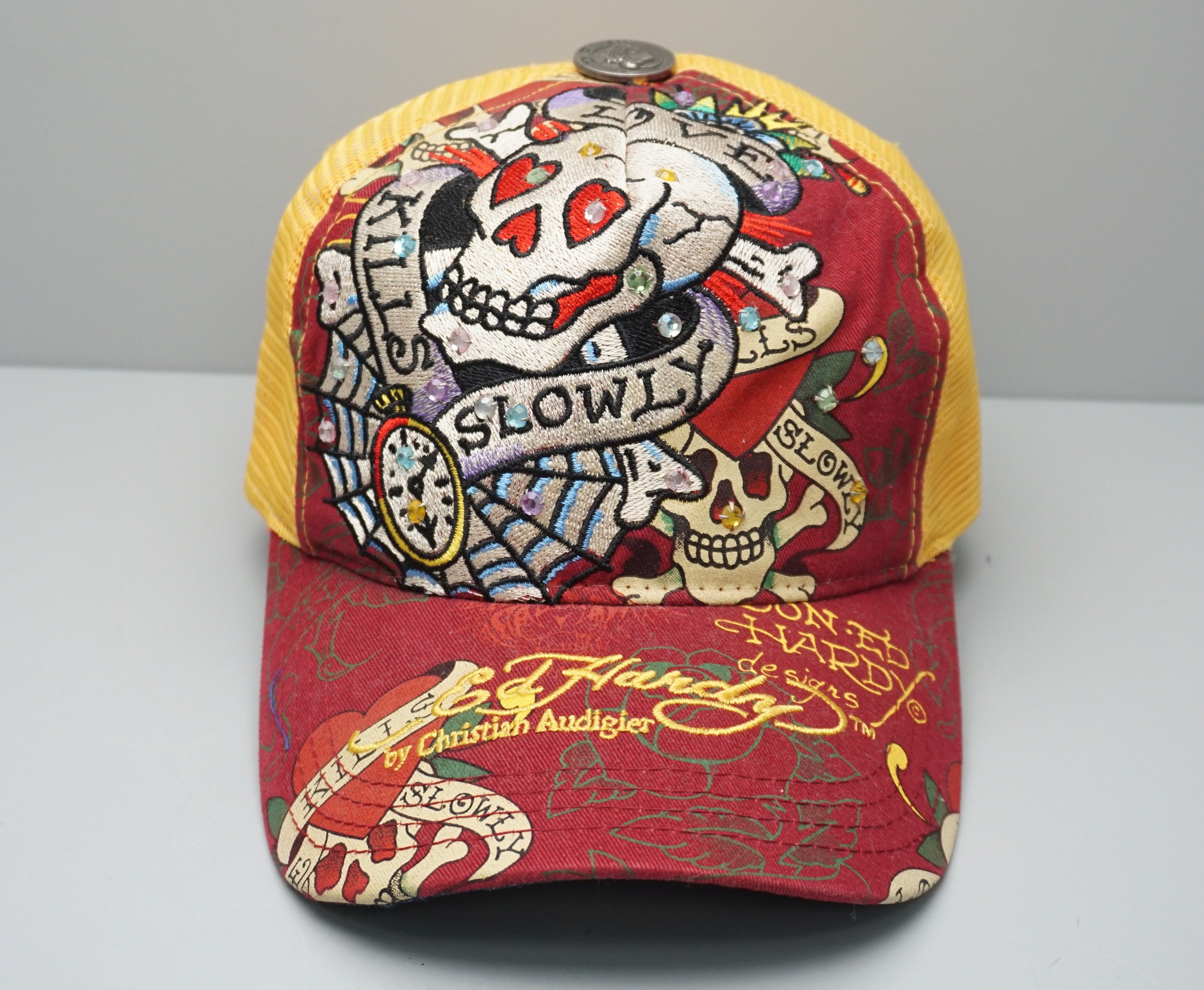 Christian Audigier × Designer × Ed Hardy 00's Ed Hardy Christian Audigier "Kills Slowly" Trucker hat Size ONE SIZE - 2 Thumbnail