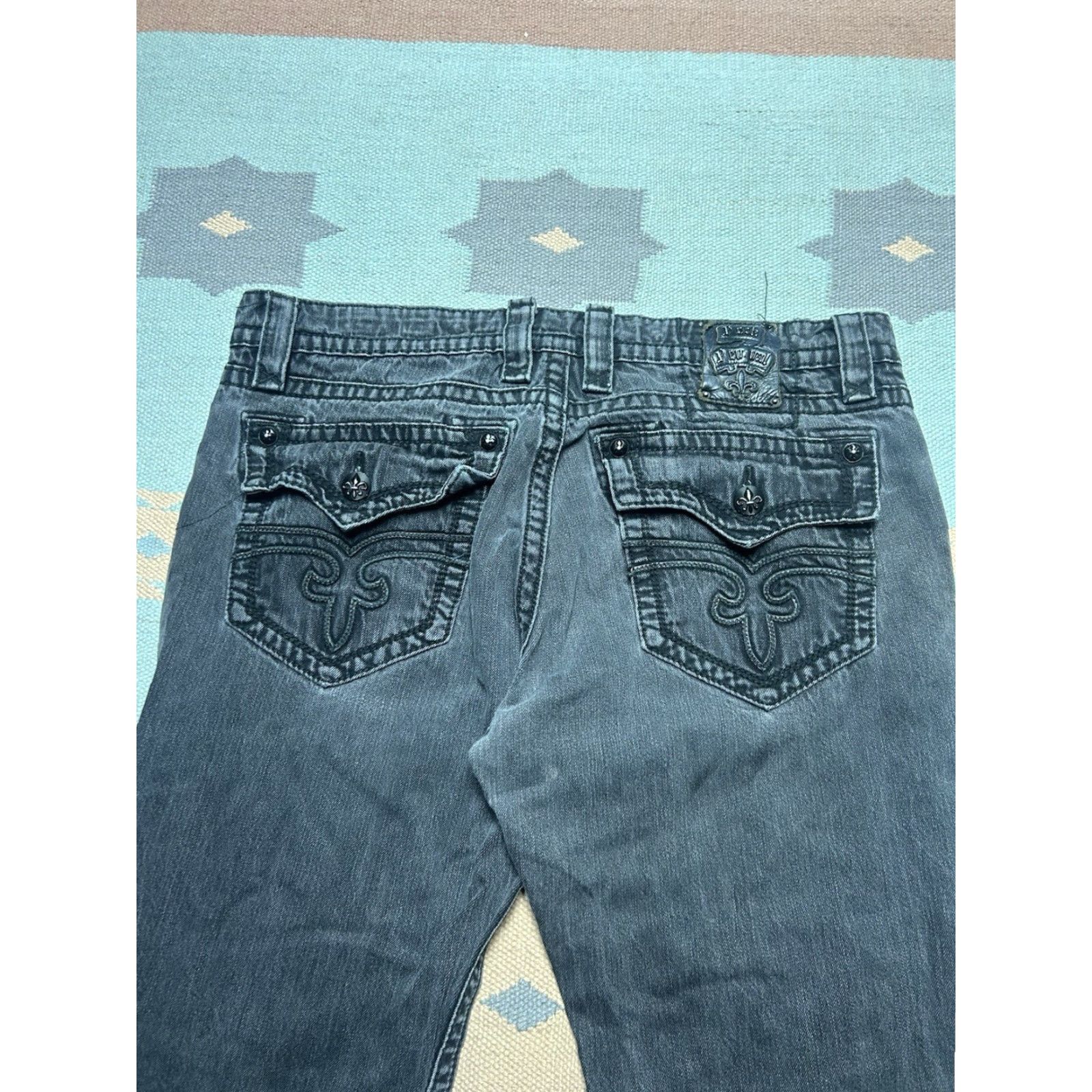 Vintage Rock Revival Rock Revival Steven straight jeans faded black embroidered grunge men’s 40x32 Size US 40 / EU 56 - 3 Thumbnail