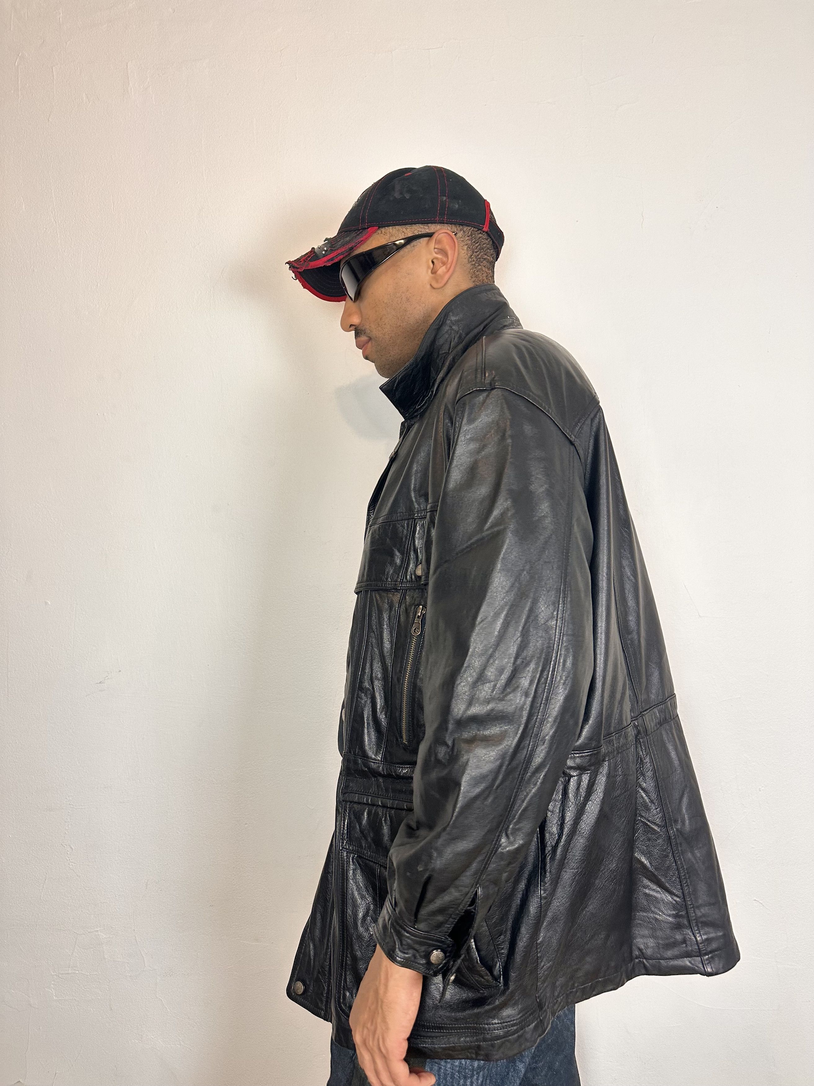 Other Vintage Global Identity Black Leather Jacket - Medium Size US M / EU 48-50 / 2 - 4 Thumbnail