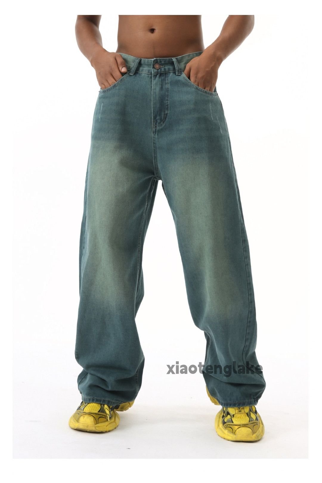 Jean × Vintage washed faded cleanfit skate hiphop loose baggy jeans Size US 30 / EU 46 - 6 Thumbnail