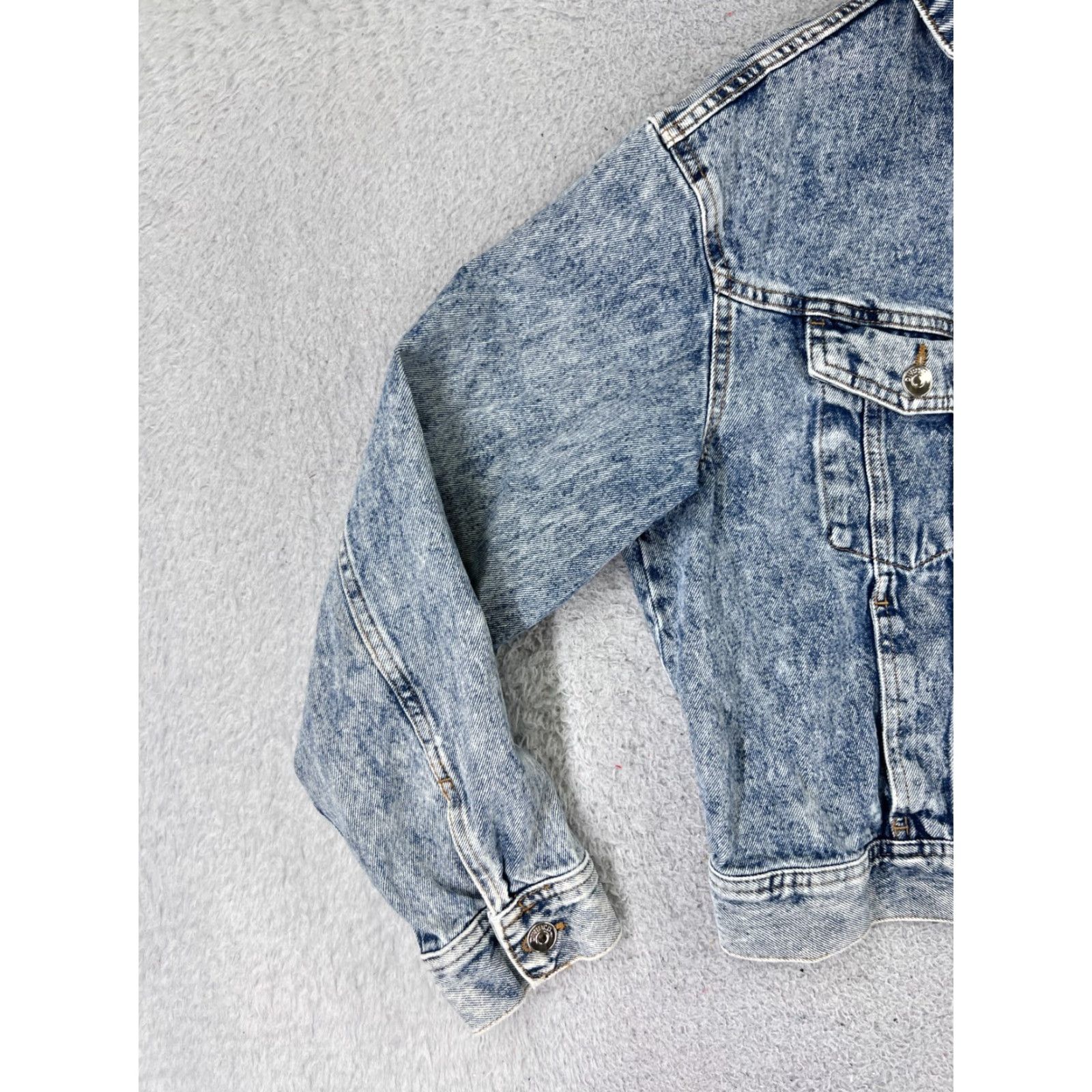 Vintage VINTAGE Divided Jacket Women M Denim Blue Trucker Cotton Blend Button Up Pockets 80s 90s Size 32" / US 10 / IT 46 - 3 Thumbnail