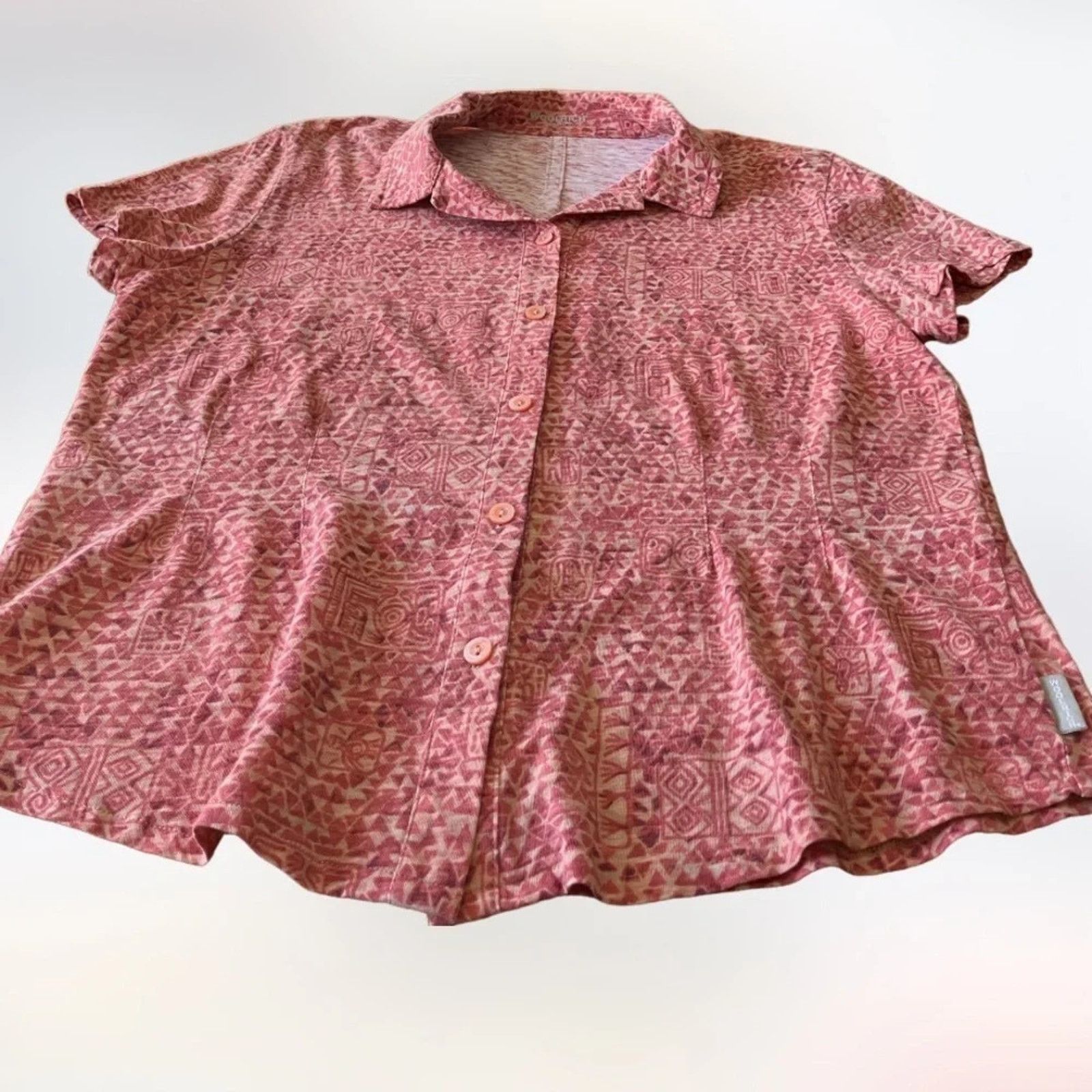 Woolrich Woolen Mills Woolrich red & beige short sleeve shirt, size Large. Size L / US 10 / IT 46 - 1 Thumbnail