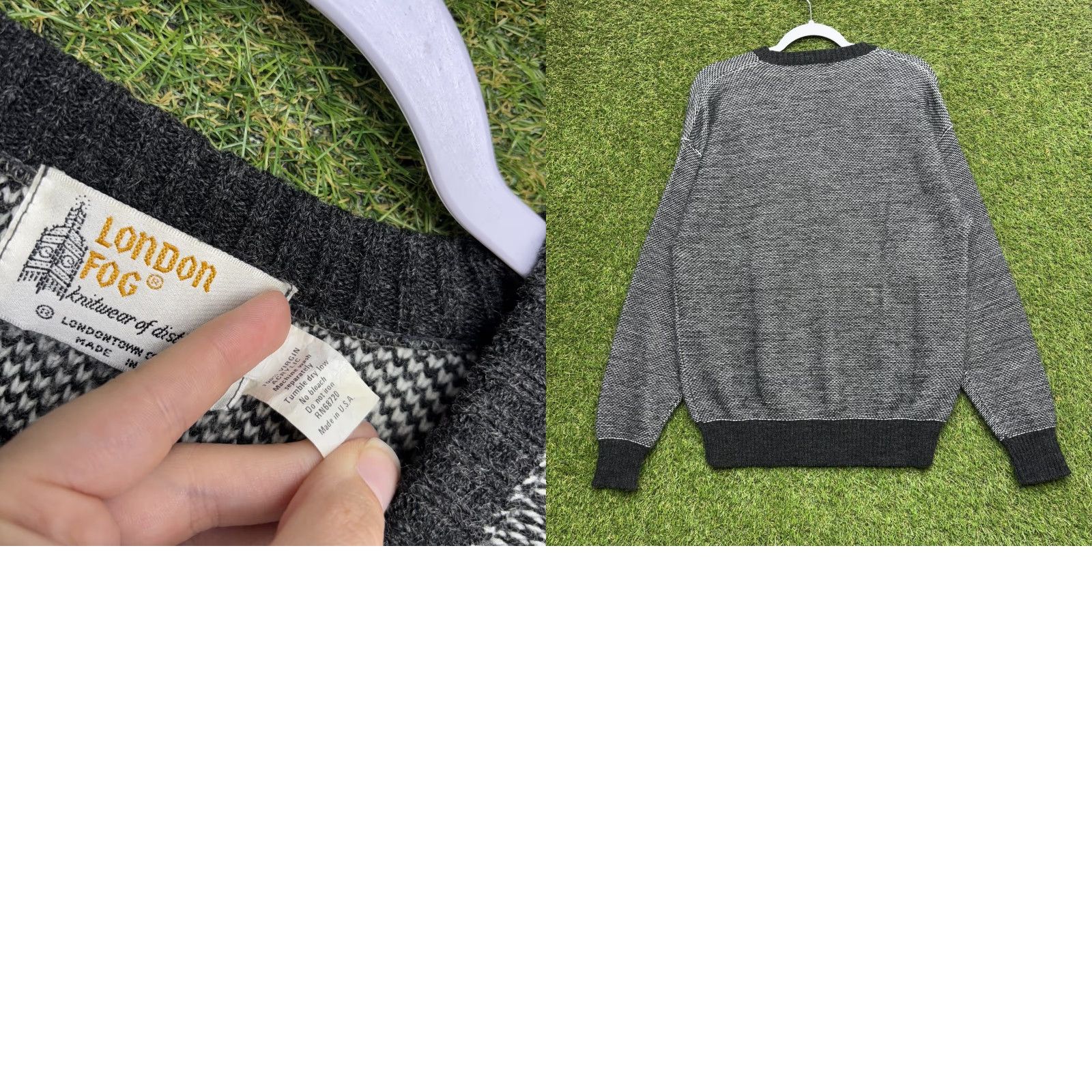 London Fog Vintage London Fog Sweater Mens Large Gray Black Knit Pullover Geometric USA 90s Size US L / EU 52-54 / 3 - 8 Thumbnail