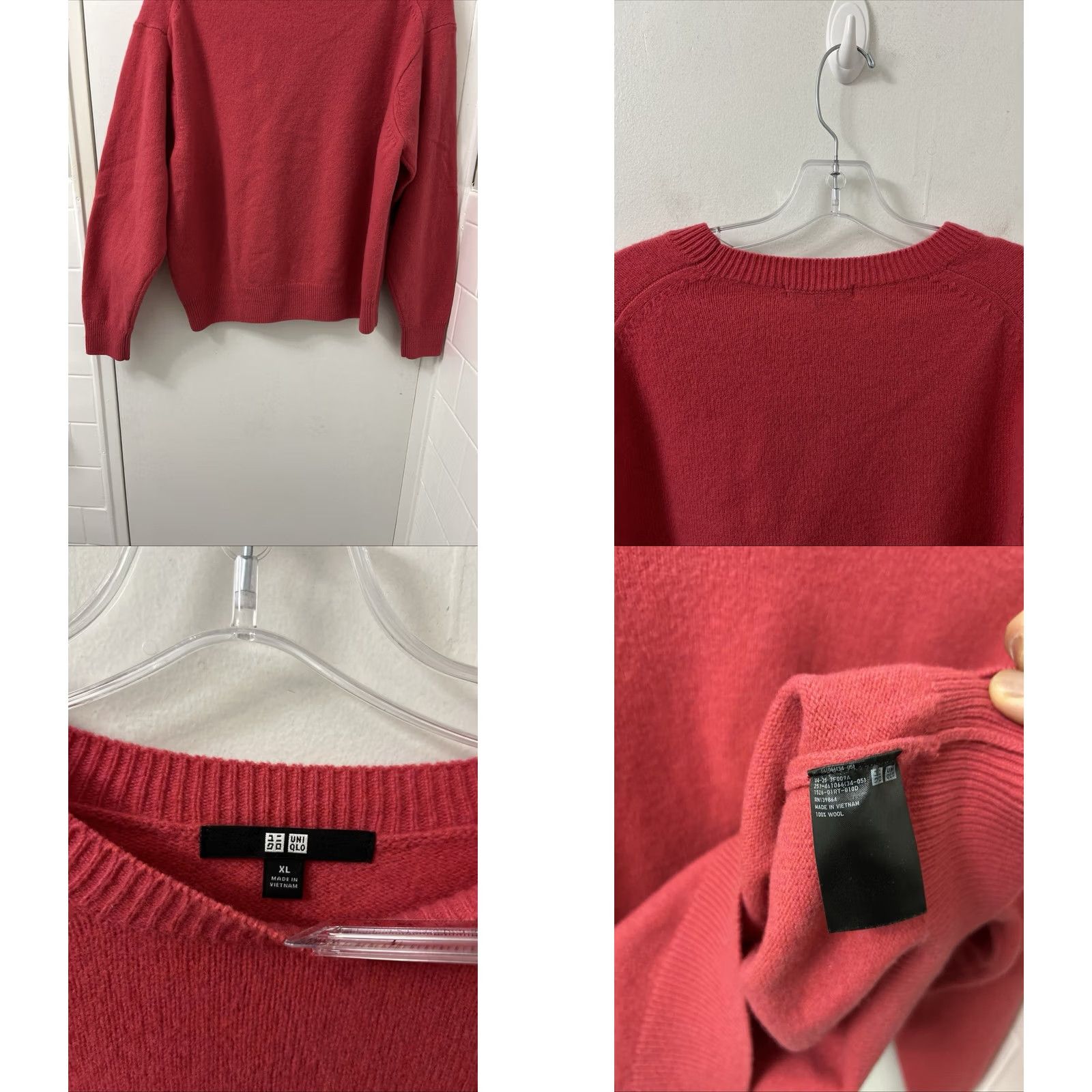 Uniqlo Uniqlo Sweater Womens Size XL Red 100% Wool Knit Pullover Long Sleeve Crew Neck Ribbed Pullover Casual Womens XL Red Wool Knit Pullover Size XL / US 12-14 / IT 48-50 - 8 Thumbnail