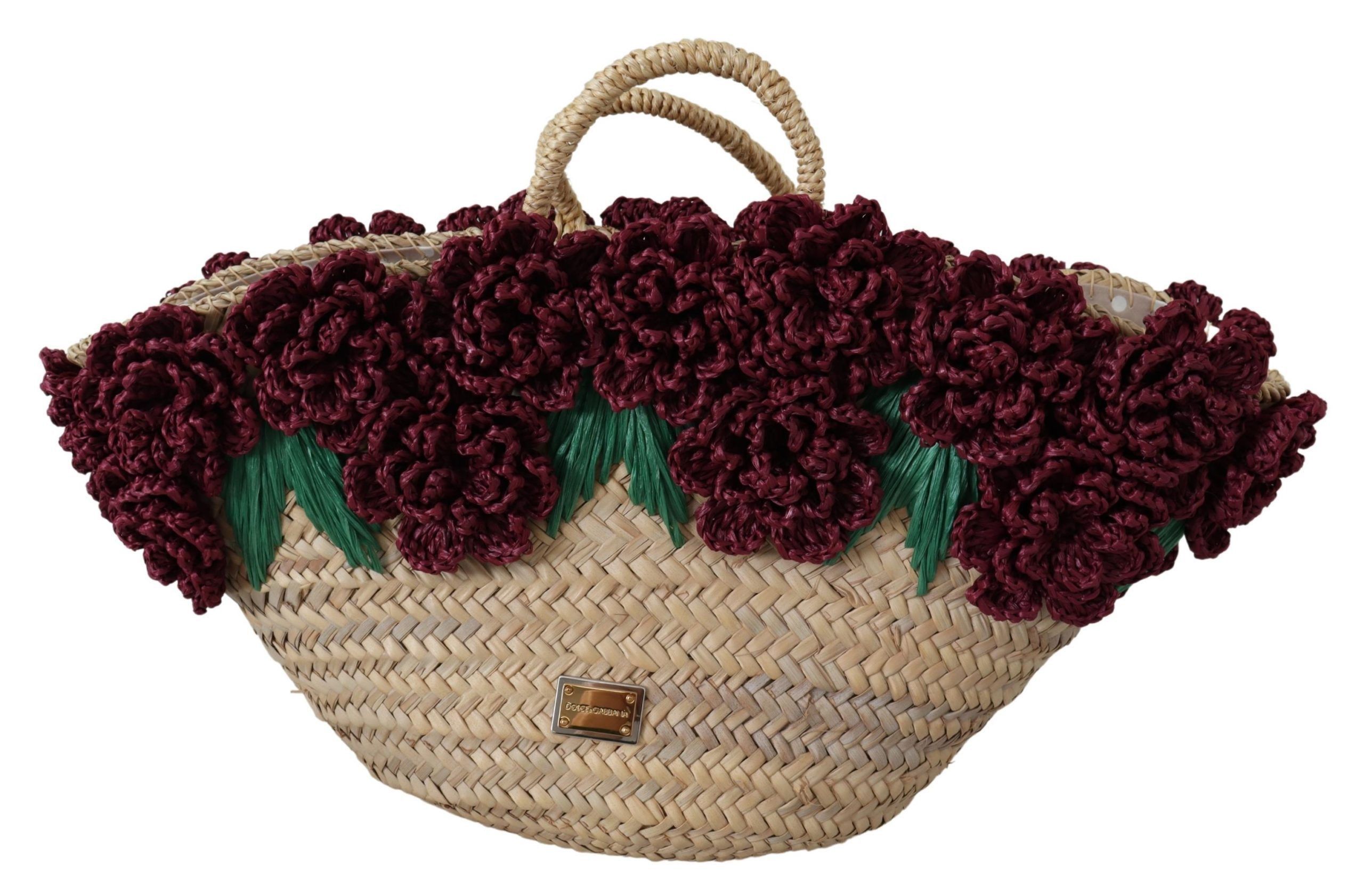 Dolce & Gabbana Chic Floral Straw Tote Women's Elegance Size ONE SIZE - 1 Thumbnail