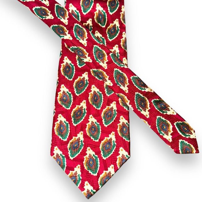 Farrell Ferrell Reed Abstract Red Paisley Made in USA Silk Tie | Grailed