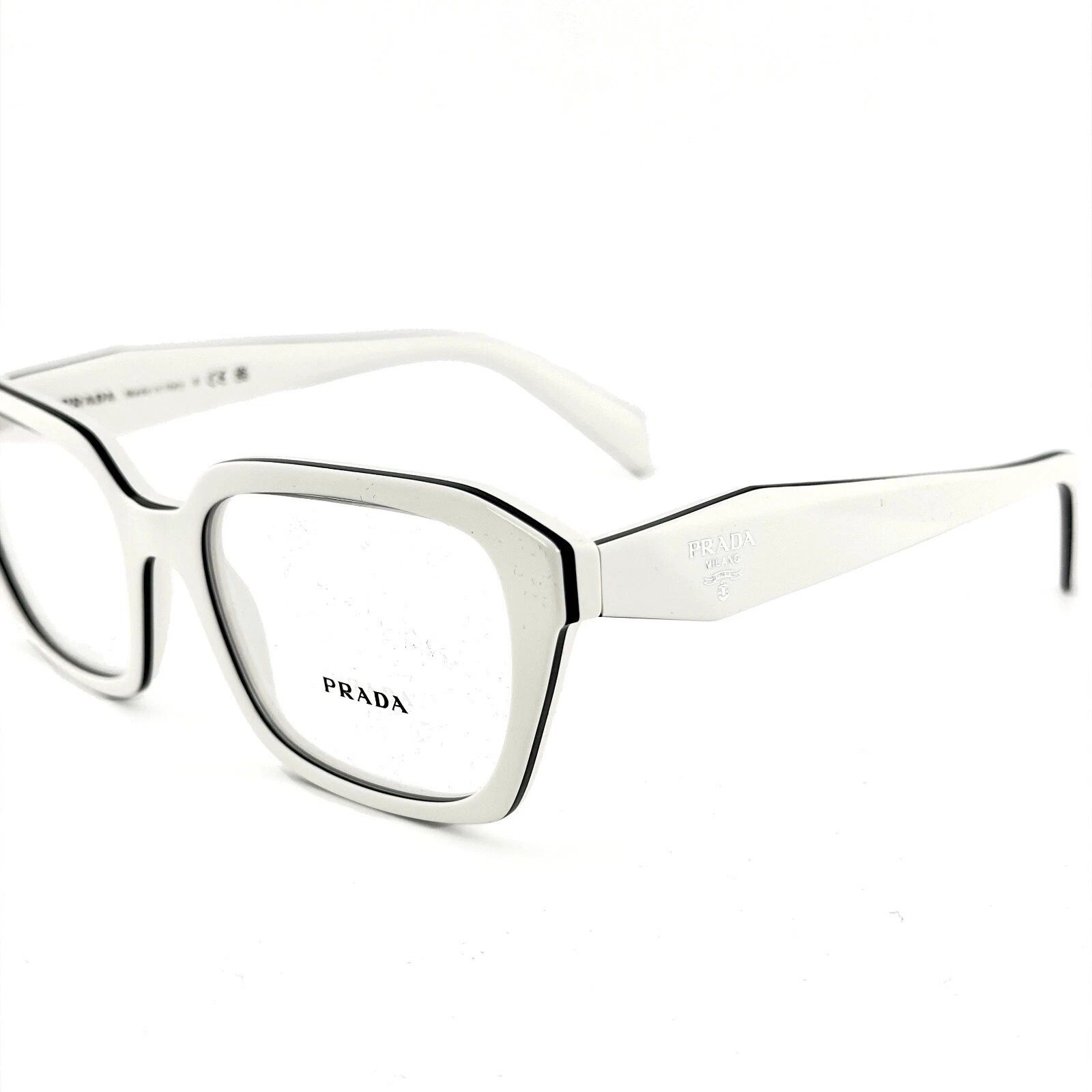 Prada PRADA SYMBOLE PR14ZV White Black Triangle Eyeglass 14ZV 14Z Size ONE SIZE - 8 Thumbnail
