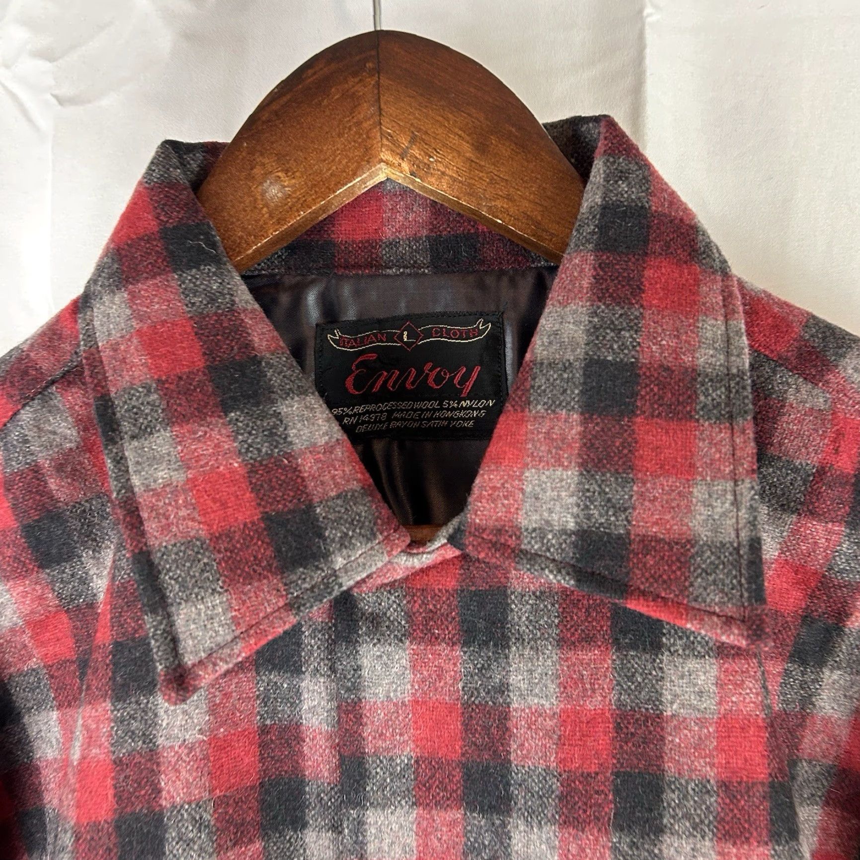 Vintage VINTAGE Envoy Mens Large Long Sleeve Plaid Check Thick Flannel Wool Button Shirt Size US L / EU 52-54 / 3 - 3 Thumbnail