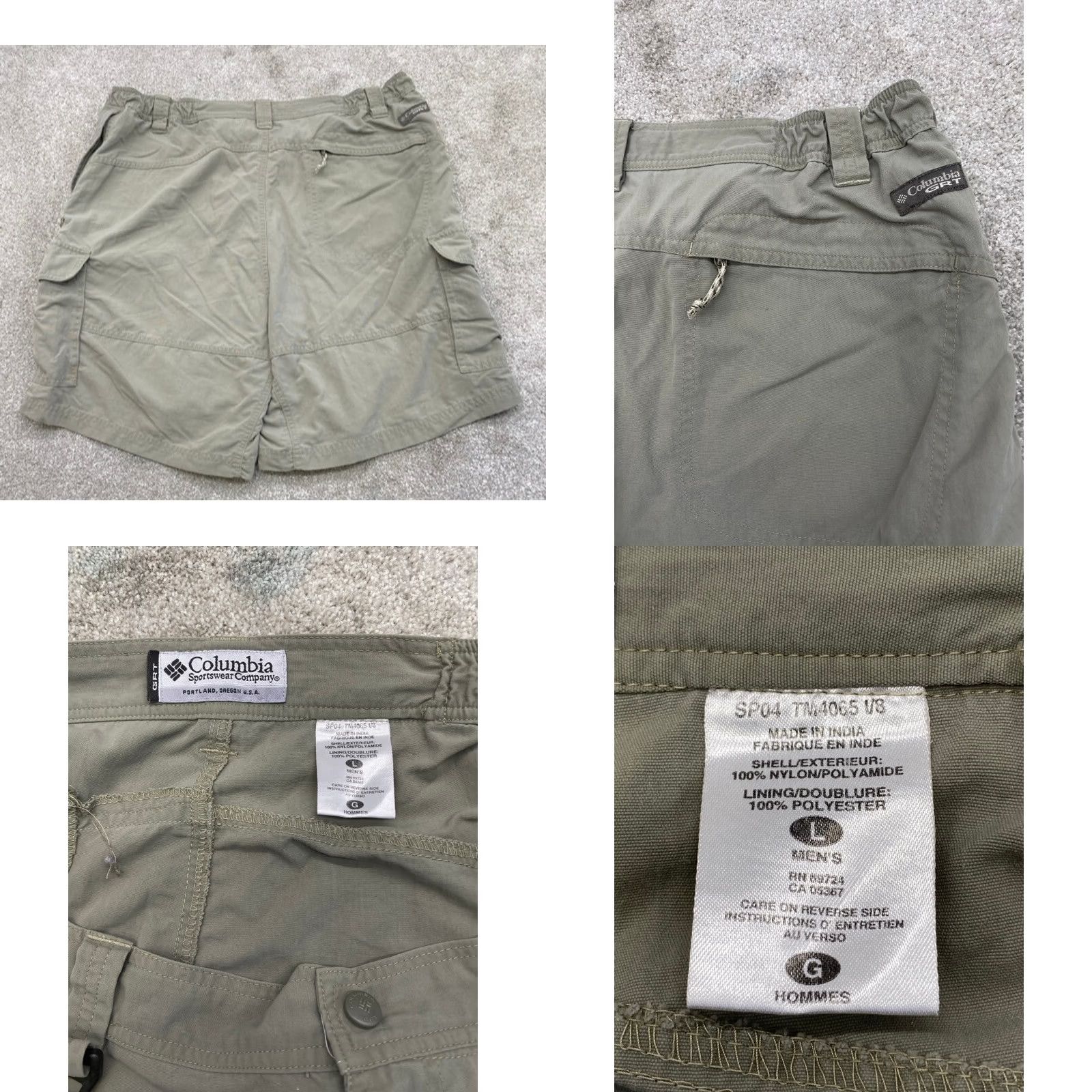 Olive Columbia GRT Cargo Shorts Men Large 32 Olive Green Pockets Outdoor Work 6153 Size US 33 - 8 Thumbnail