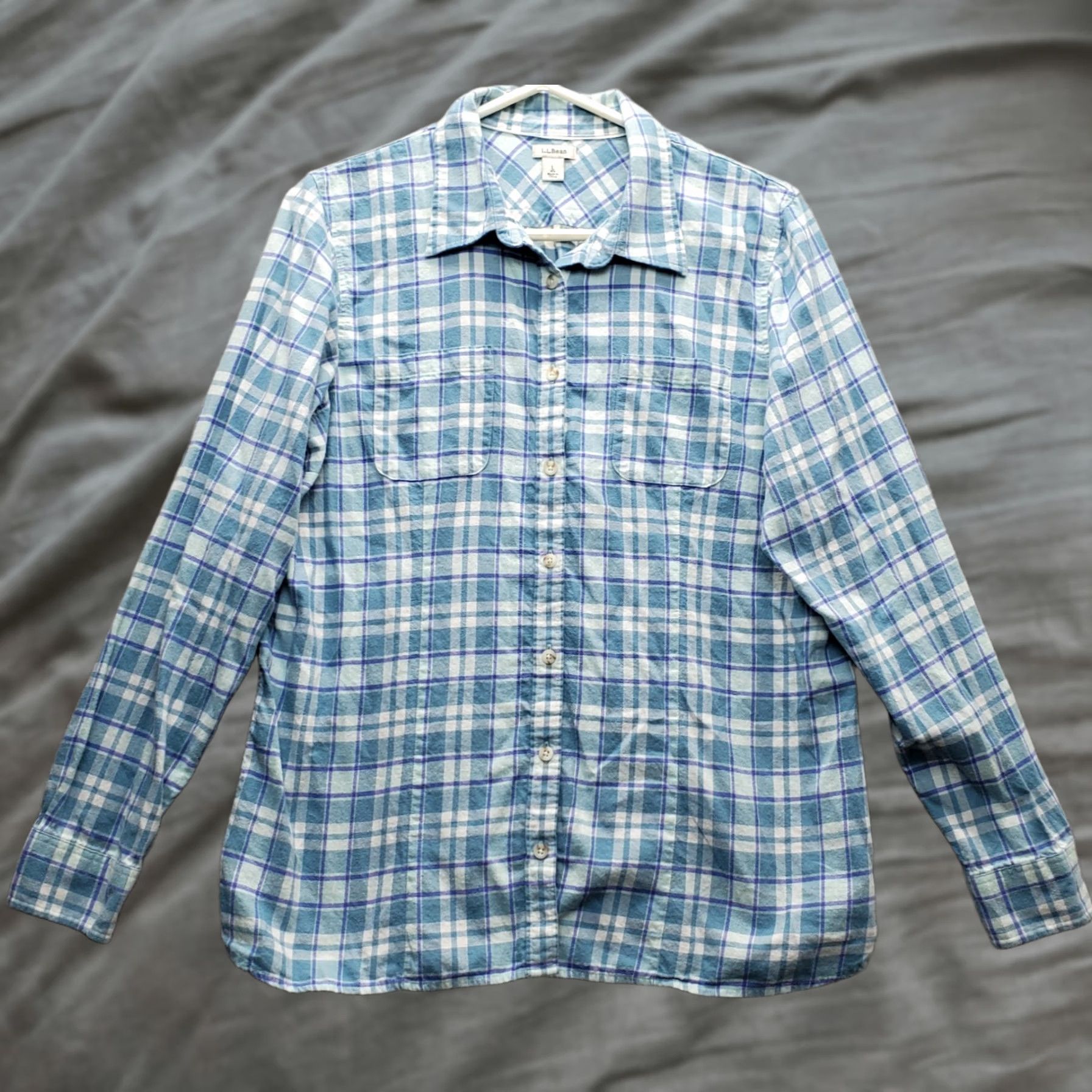 Vintage L.L. Bean Flannel Shirt Womens L Multi Plaid Long Sleeve Button Up Size L / US 10 / IT 46 - 1 Thumbnail