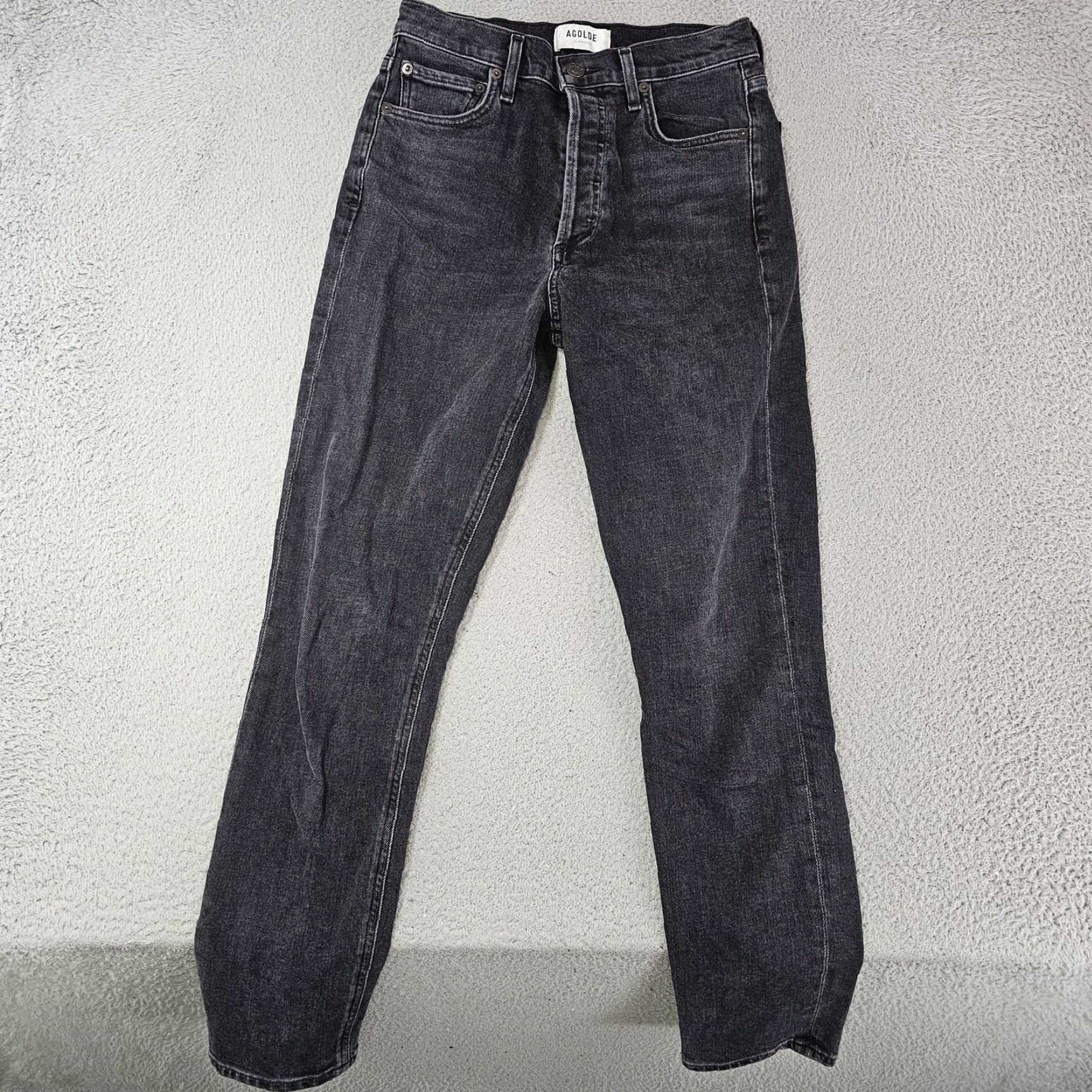 Agolde AGOLDE Nico Jean Womens 25 Black High Rise Slim Straight Stretch Denim Pants Jeans Size 42" / US 20 - 2 Thumbnail