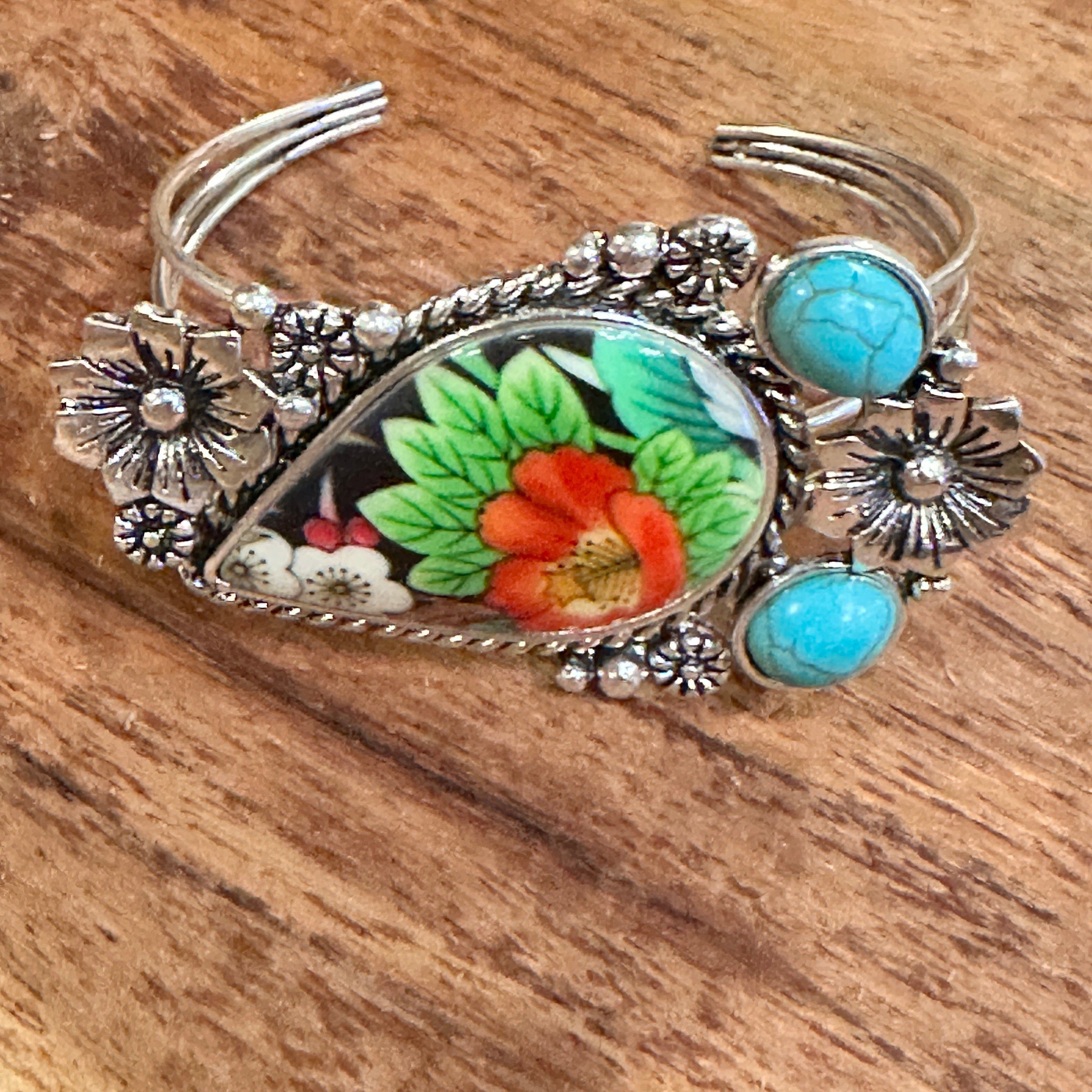 Other Boho Southwestern Turquoise Blossom Teardrop Resin Floral Ba Size ONE SIZE - 1 Thumbnail
