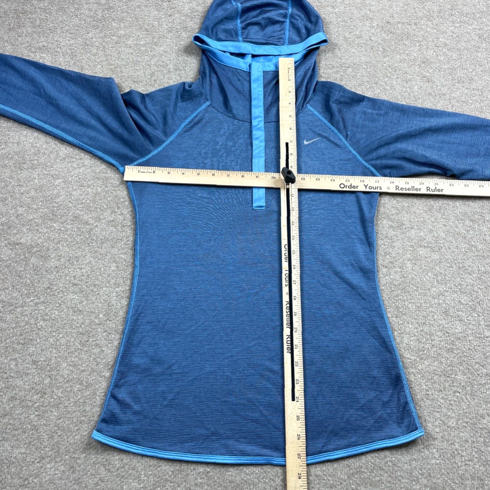 Nike Nike Hoodie Womens Medium Blue Pullover Fleece Hooded Self-Contained Zip 1/4 Zip Thermal Dri-FIT Regular Size M / US 6-8 / IT 42-44 - 5 Thumbnail