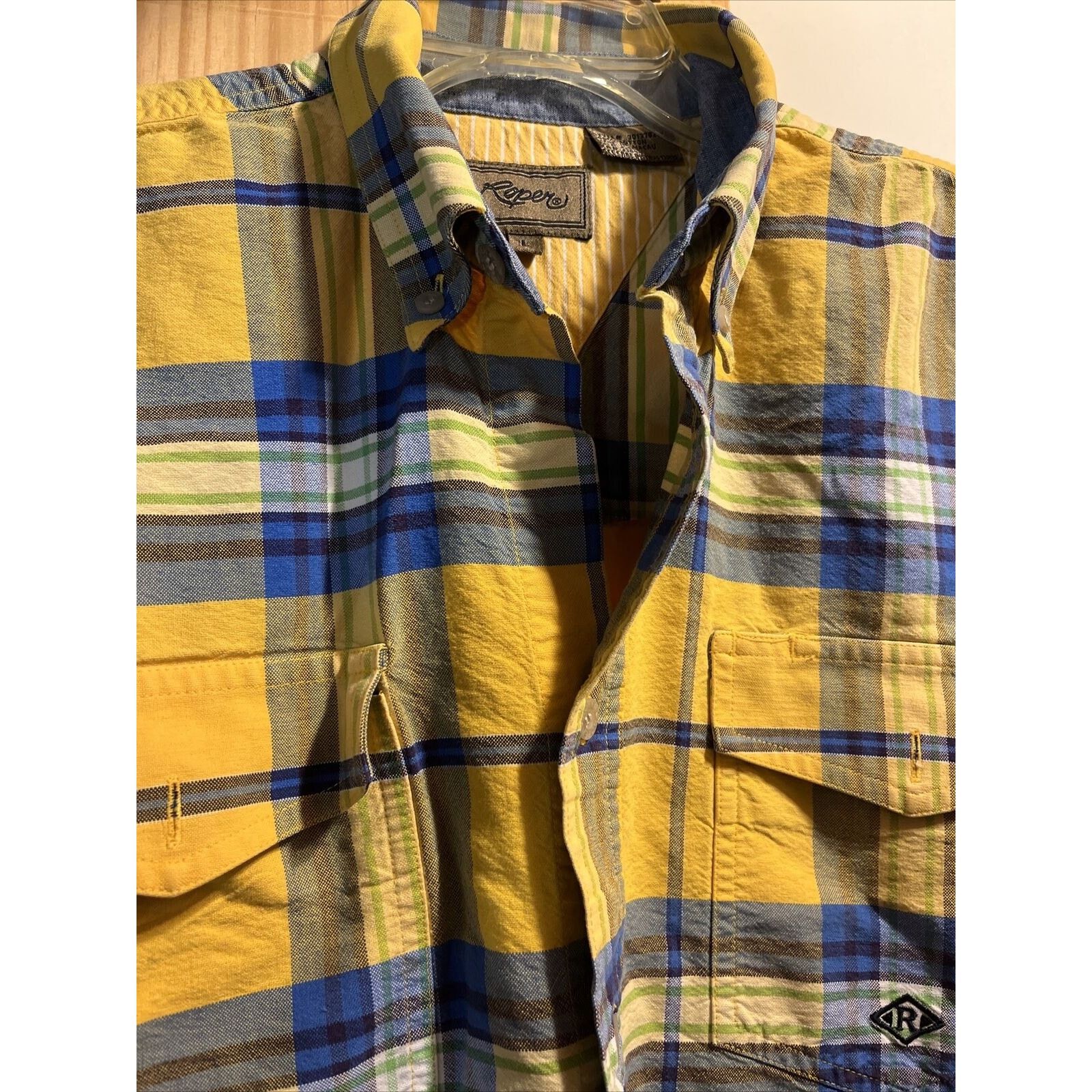 Roper Roper Vintage Men’s L Yellow Plaid LS Cotton Western Shirt Size US L / EU 52-54 / 3 - 7 Thumbnail