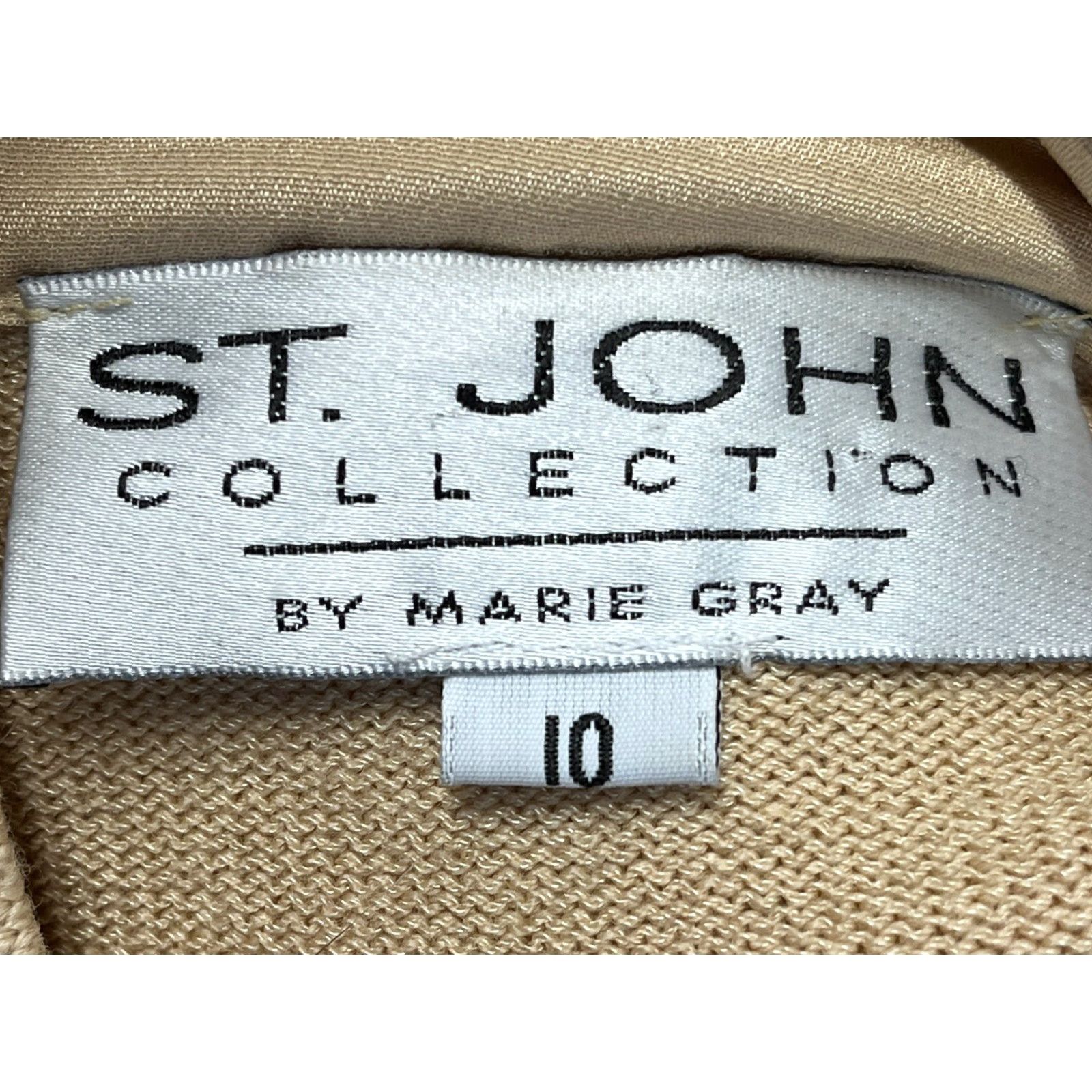 St. John VINTAGE St. John Collection Knit Cardigan Sweater Sz 10 Tan Long Sleeve Womens Size L / US 10 / IT 46 - 7 Thumbnail