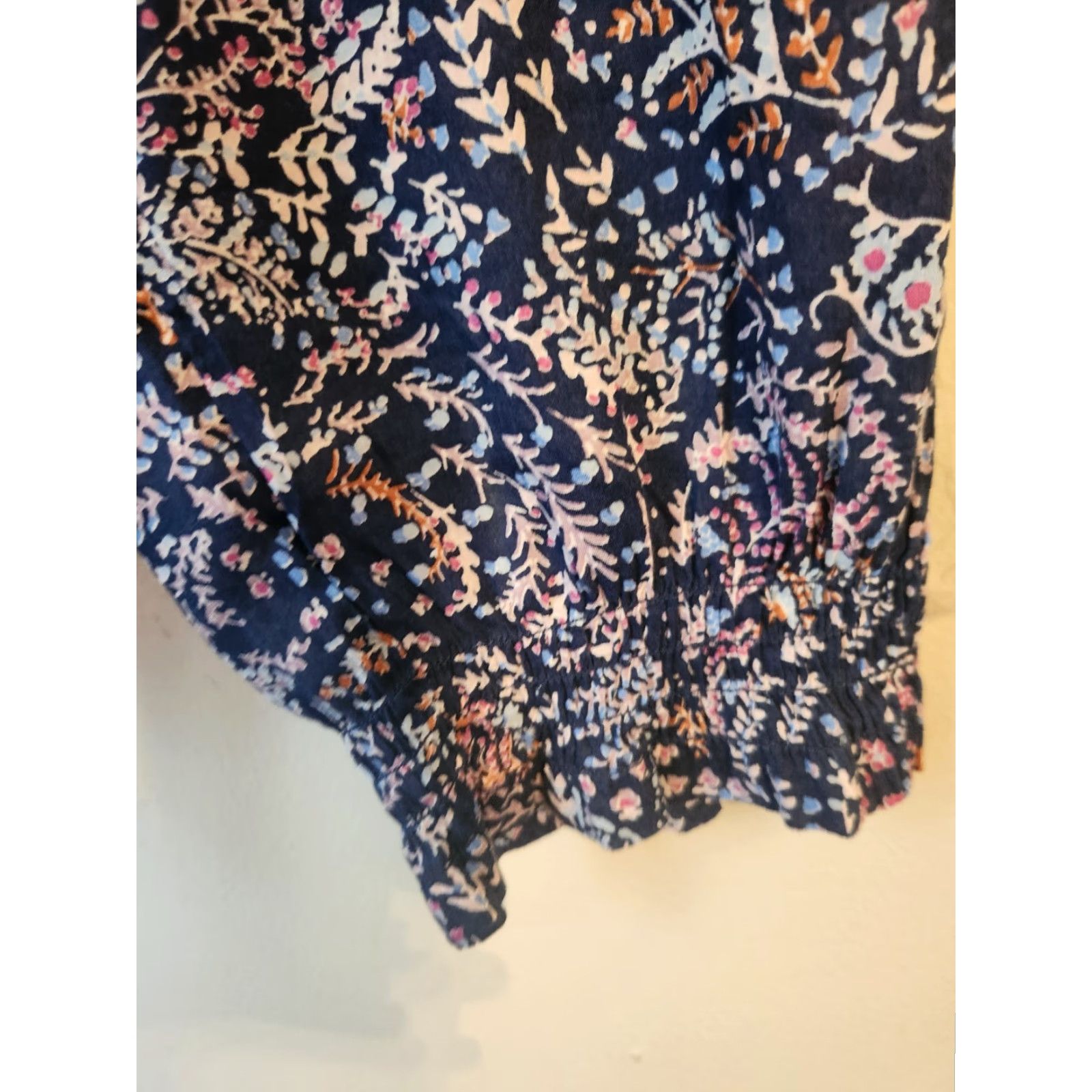 Vintage Sonoma Navy Blue Floral Pattern Smocked Long Sleeve Shirt 4X Womens Size XXL / US 16-18 / IT 52-54 - 4 Thumbnail