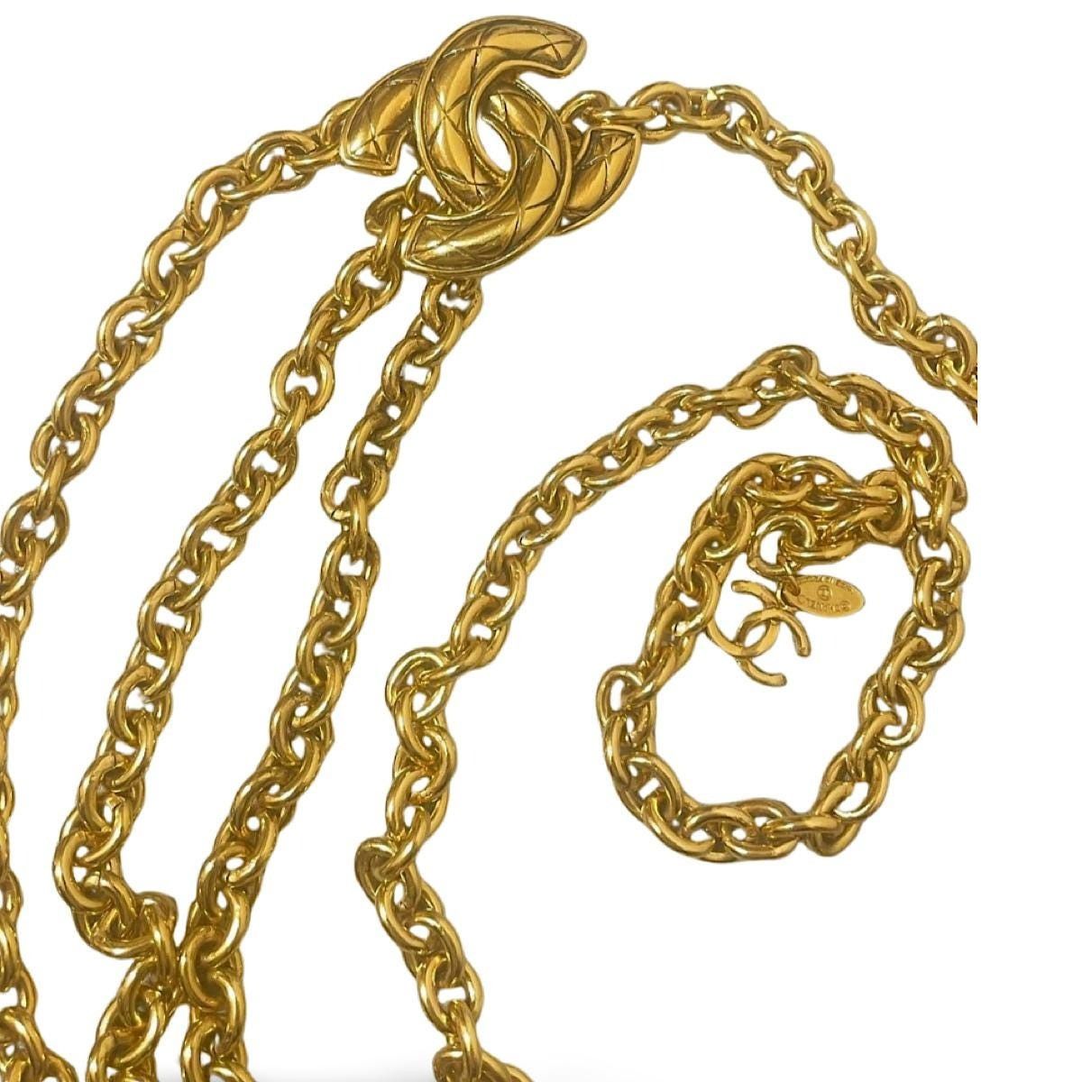 Chanel Vintage CHANEL gold chain belt with triple layer chains 95cm Size ONE SIZE - 6 Thumbnail