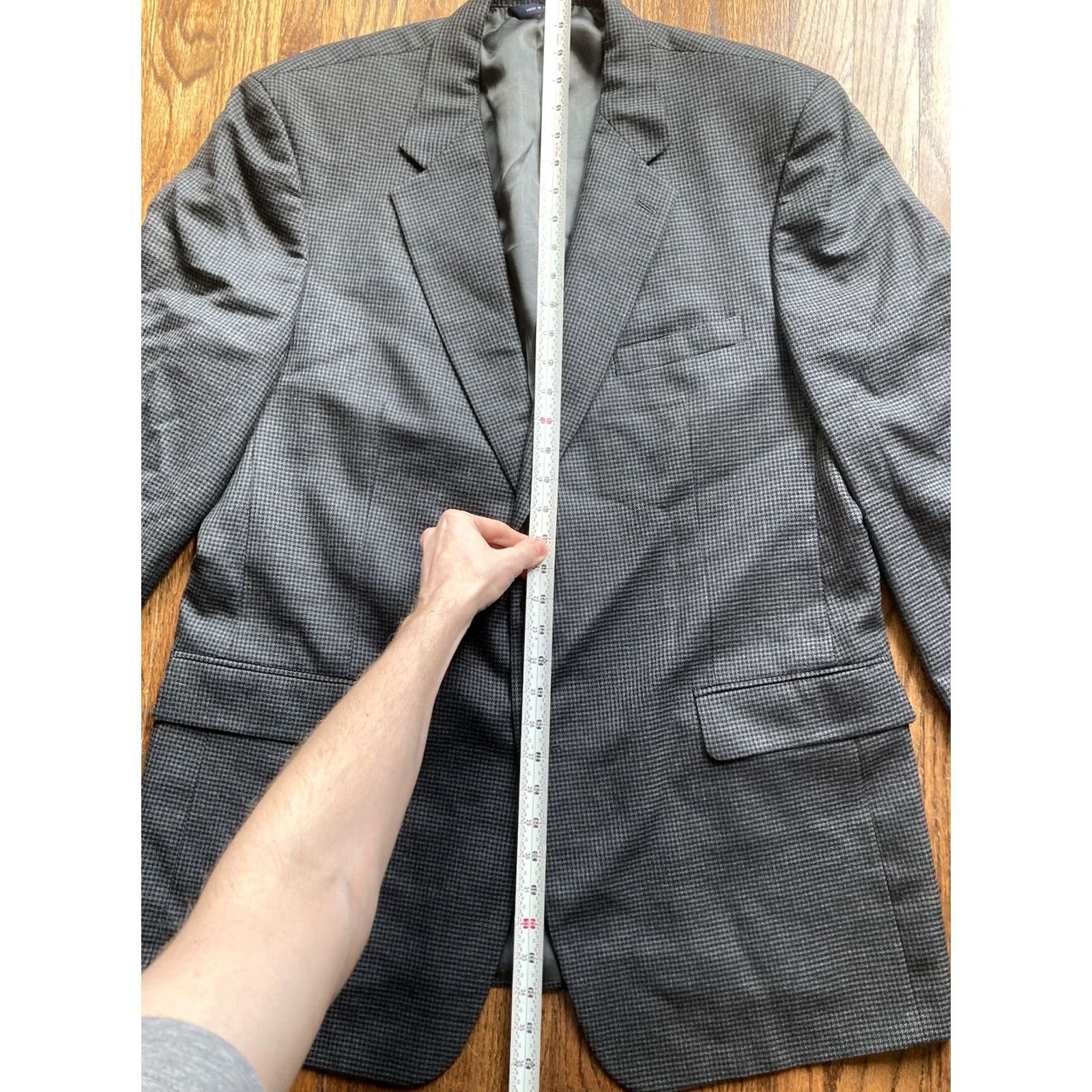 Brooks Brothers Brooks Brothers Blazer Men 46L Long Houndstooth Gray Wool Coat Jacket Size 46R - 6 Thumbnail