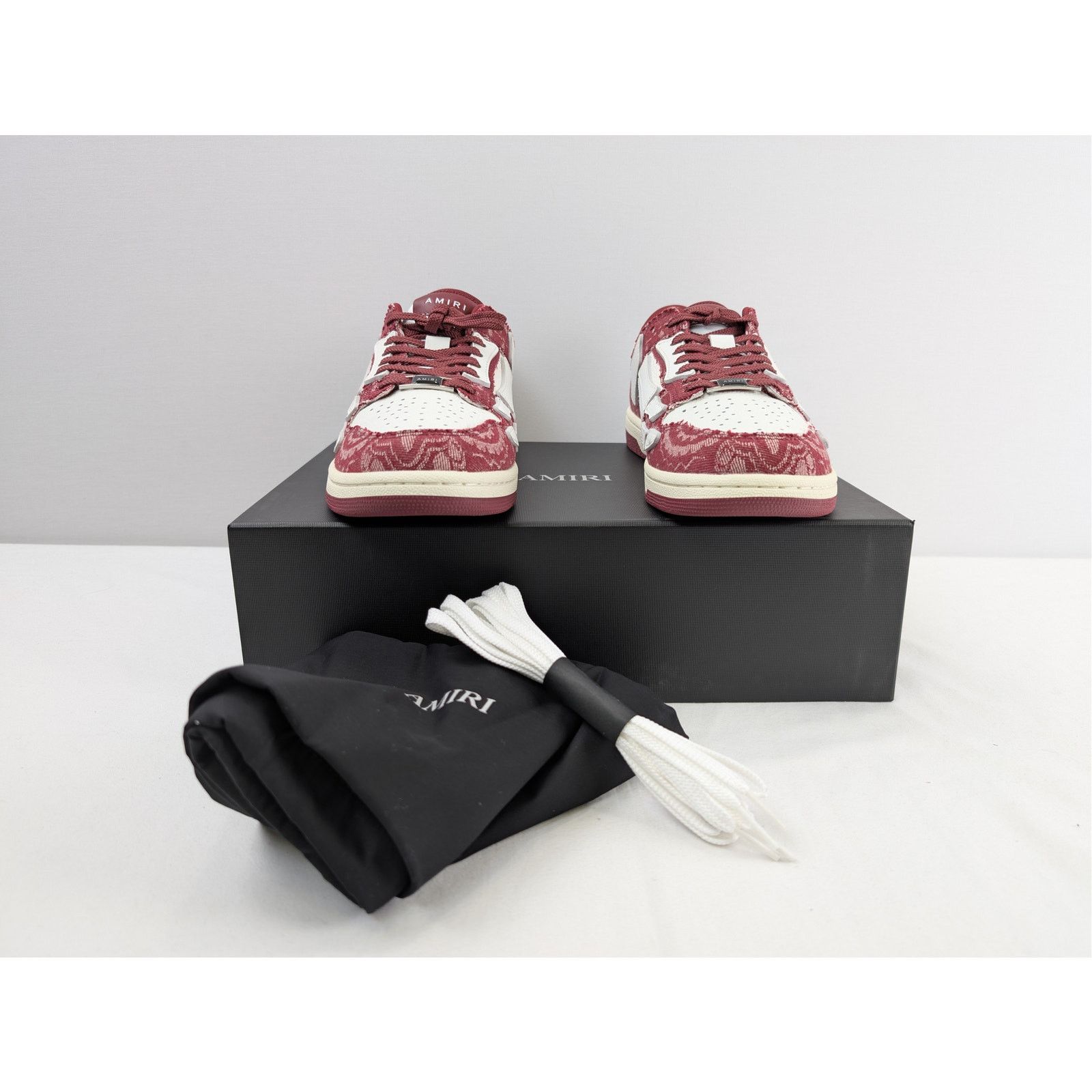 Amiri o1rshd1 Bandana Denim Skeleton Top Low Sneakers in Burgundy Size US 11 / EU 44 - 17 Thumbnail