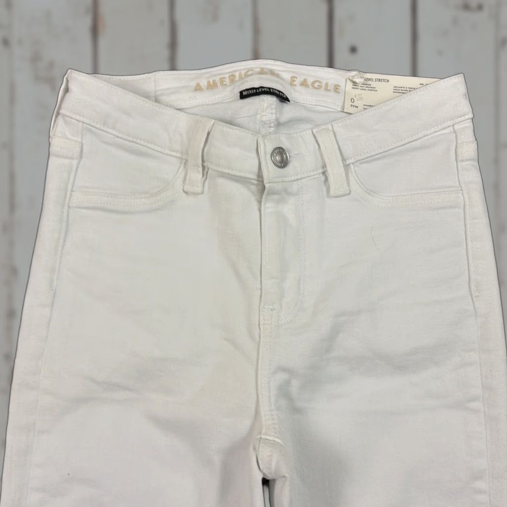 American Eagle Outfitters American Eagle Jeans Womens 0 White Skinny Distressed Denim Jeggings 24x28 Size 25" / US 0 / IT 36 - 1 Thumbnail
