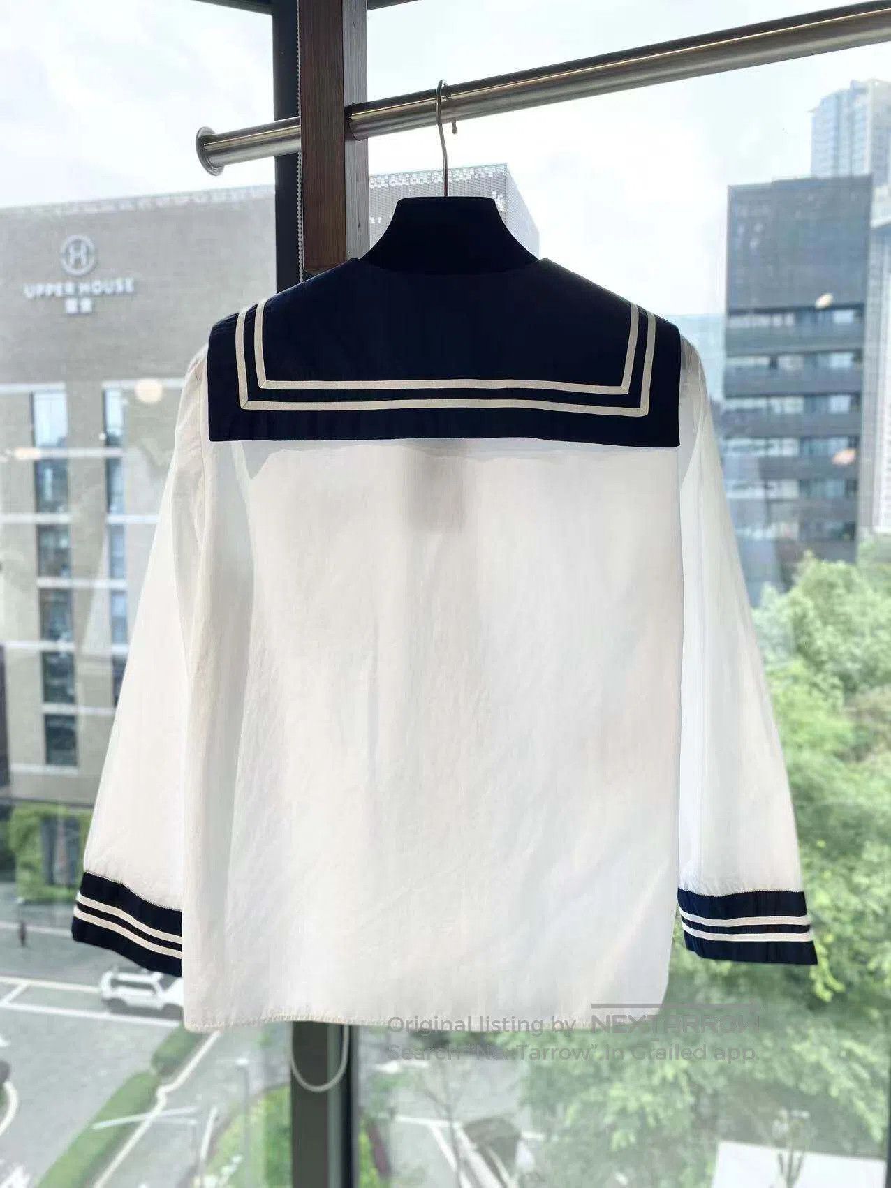 Miu Miu Miu Miu Navy collar long-sleeved shirt| Size XS / US 0-2 / IT 36-38 - 3 Thumbnail