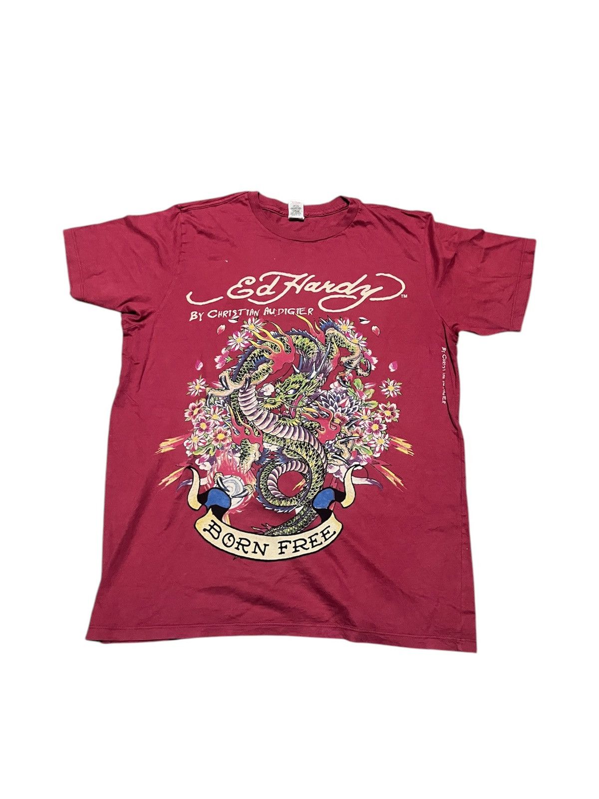 Christian Audigier × Ed Hardy × Hysteric Glamour Chinese Dragon Born Free Ed Hardy Red tshirt Size US L / EU 52-54 / 3 - 1 Thumbnail