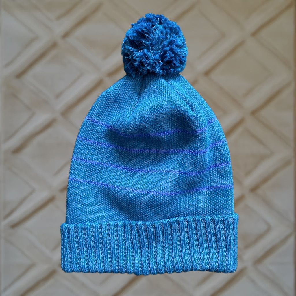 Patagonia VINTAGE Patagonia Powder Town Beanie Blue Striped OSFA Size ONE SIZE - 1 Thumbnail