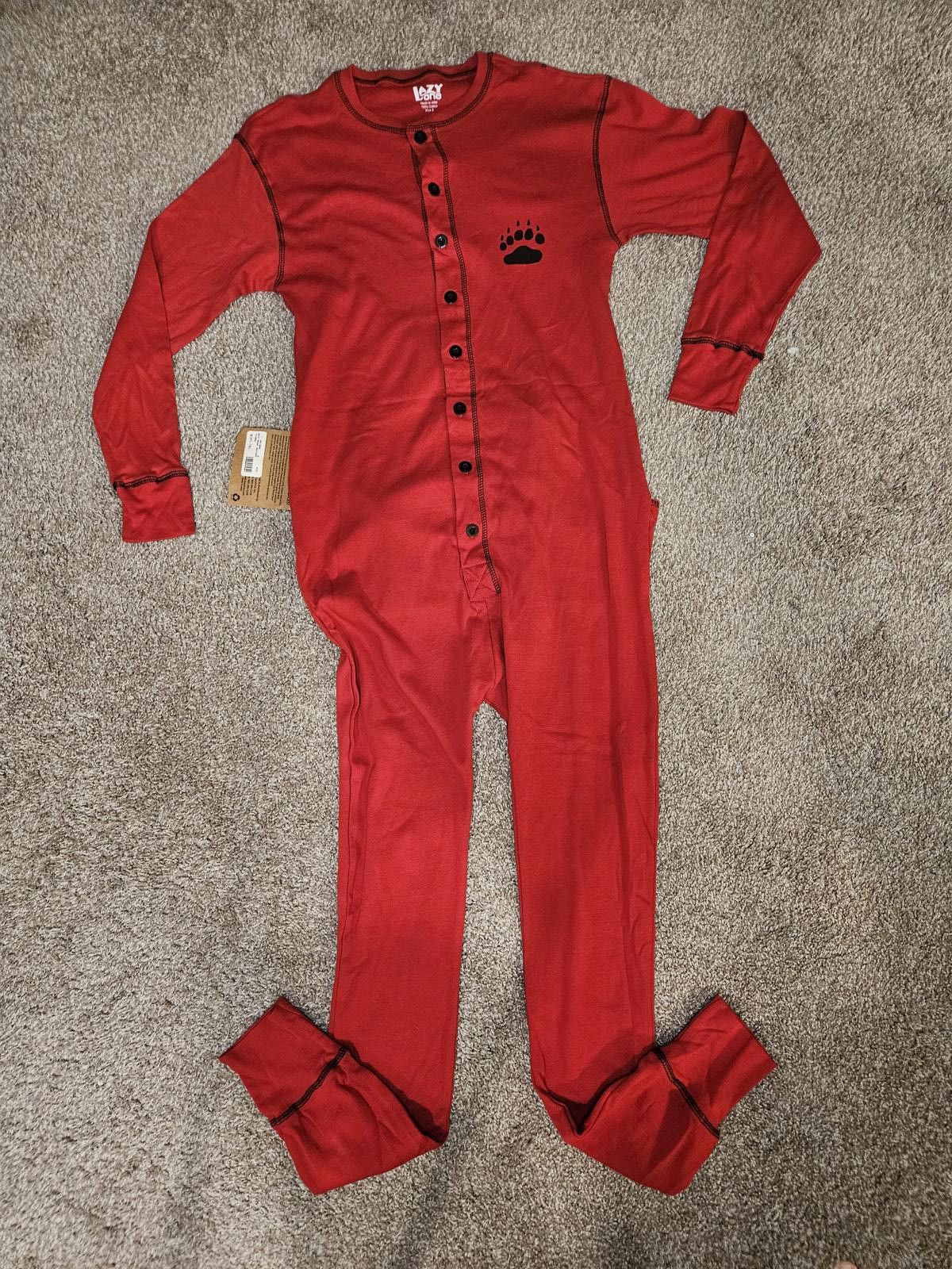 Designer Nwt FlapJacks Lazy One Unisex Red Bear Bum Pajamas Size ONE SIZE - 3 Thumbnail