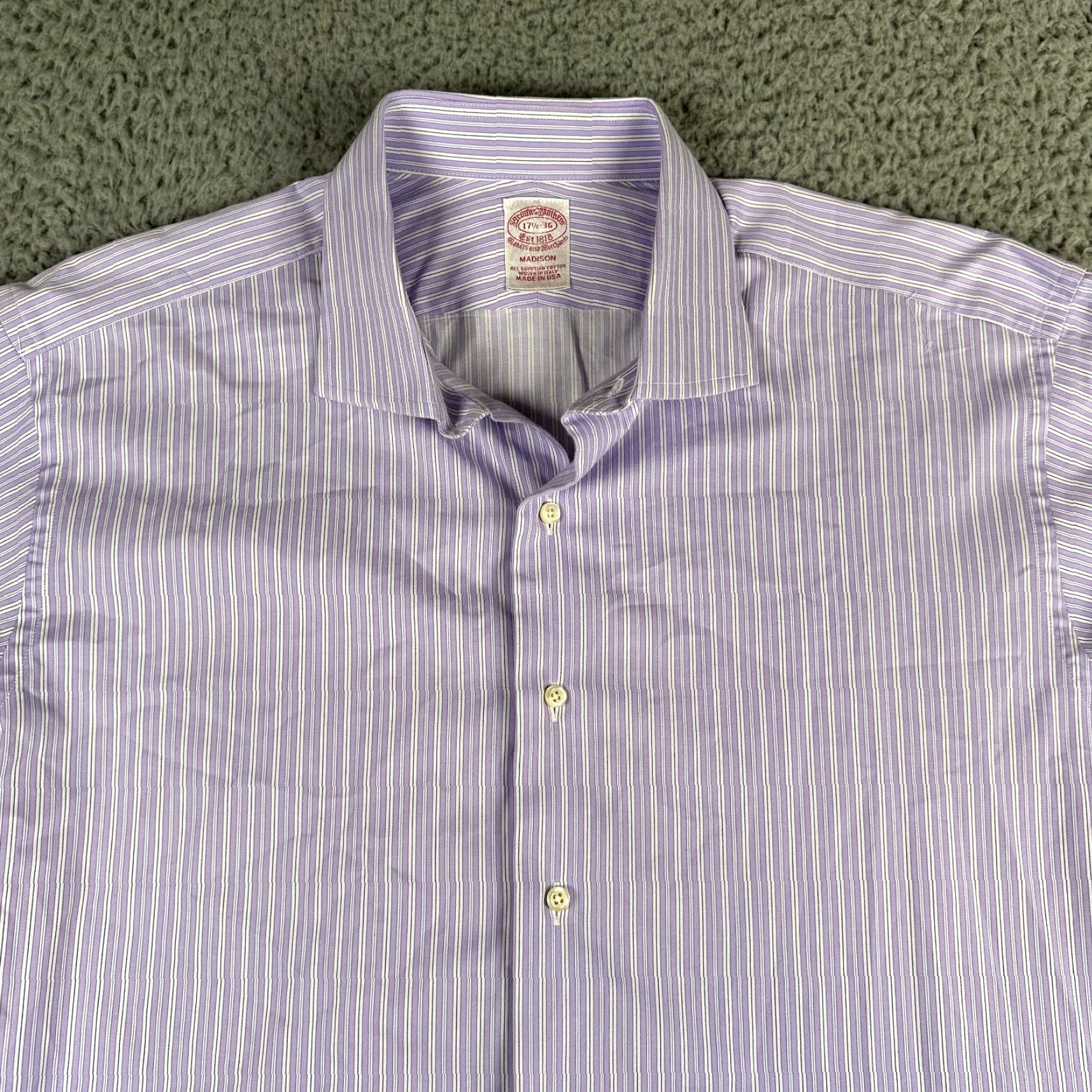 Brooks Brothers Brooks Brothers Madison Dress Shirt Mens 17.5 Striped Button Up Oxford Shirt Size 46R - 2 Thumbnail
