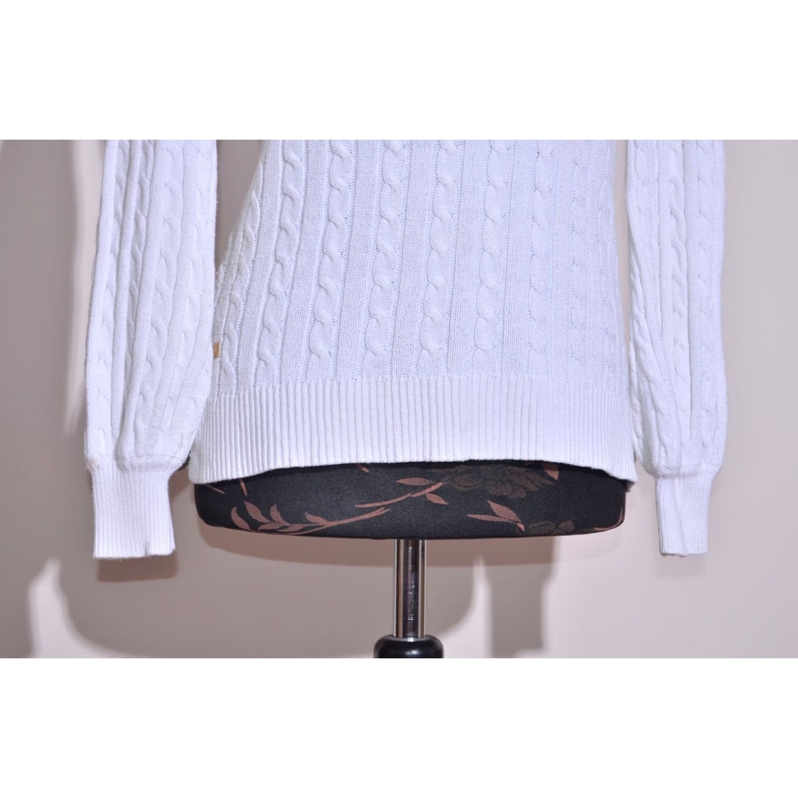 Ralph Lauren Lauren Ralph Lauren Jumper Shirt Women XS Cable Knit Cotton White Pullover Knit Logo - Size XS / US 0-2 / IT 36-38 - 4 Thumbnail