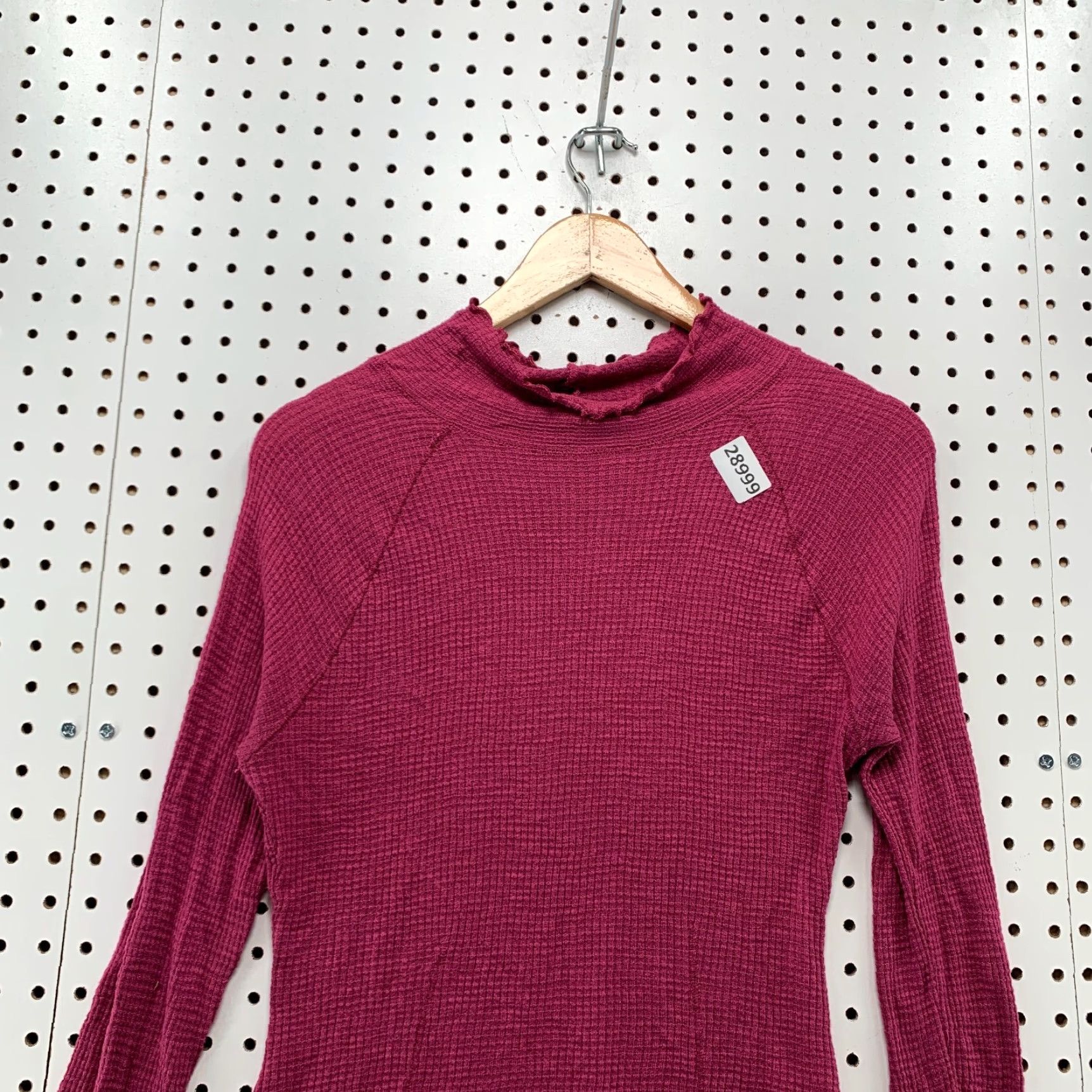 Free People Free People Waffle Knit Thermal Top Womens M Pink Long Sleeve Mock Neck Shirt Size M / US 6-8 / IT 42-44 - 3 Thumbnail