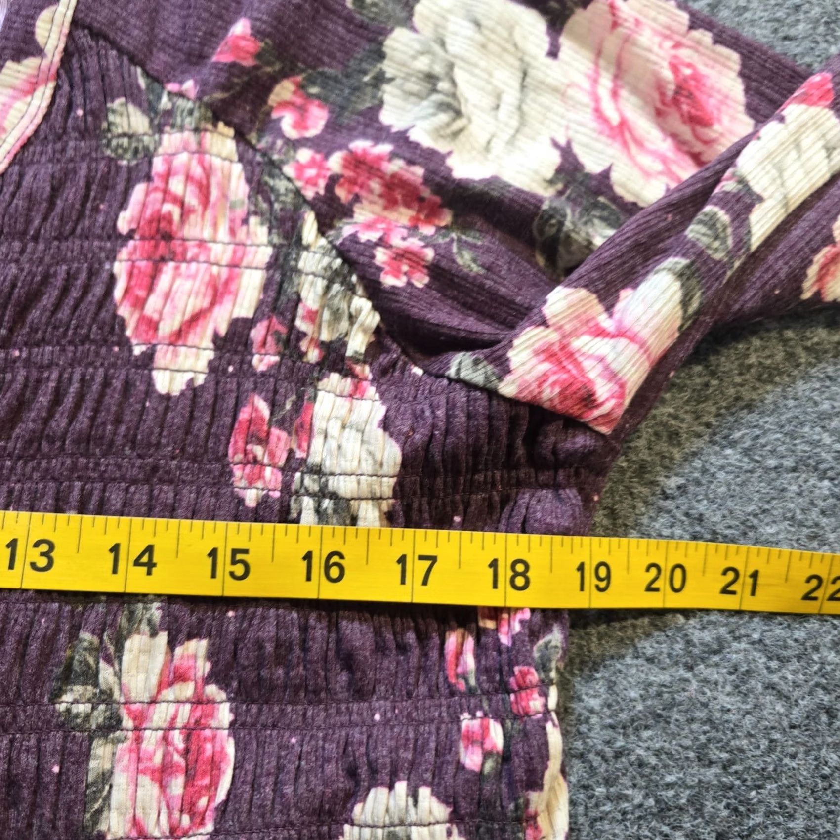 Torrid Torrid Top Womens Size 1X Purple Pink Floral A Line Shirred Soft Stretch Casual Shirt V-Neck Long Sleeve Polo Pullover Blouse Size XL / US 12-14 / IT 48-50 - 6 Thumbnail