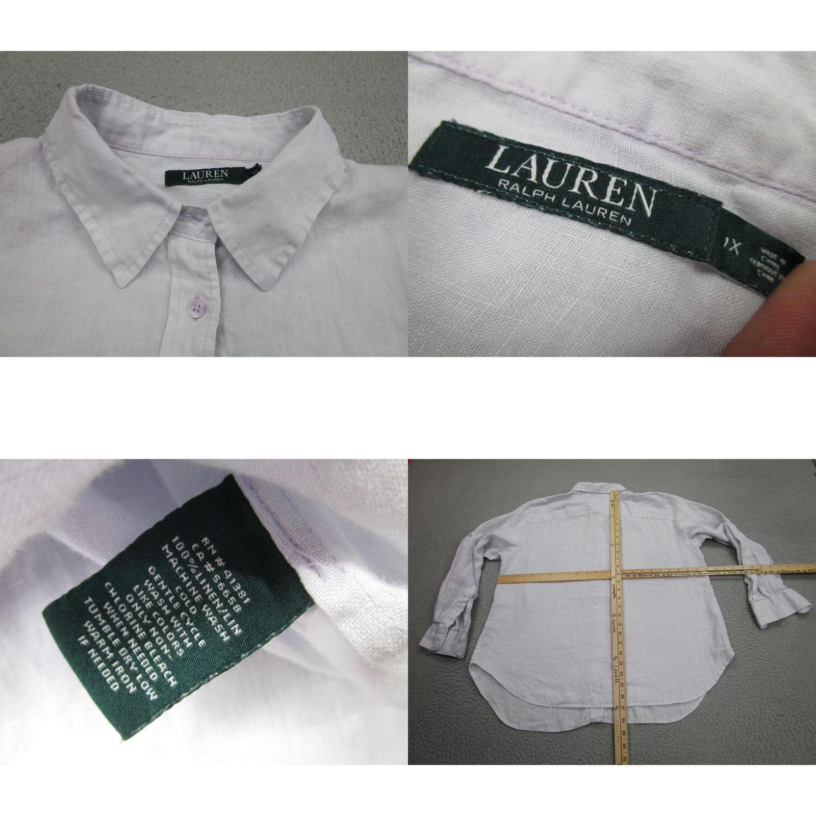 Ralph Lauren Lauren Ralph Lauren Shirt Womens 1X Purple 100% Linen Button Front Casual Size XL / US 12-14 / IT 48-50 - 8 Thumbnail