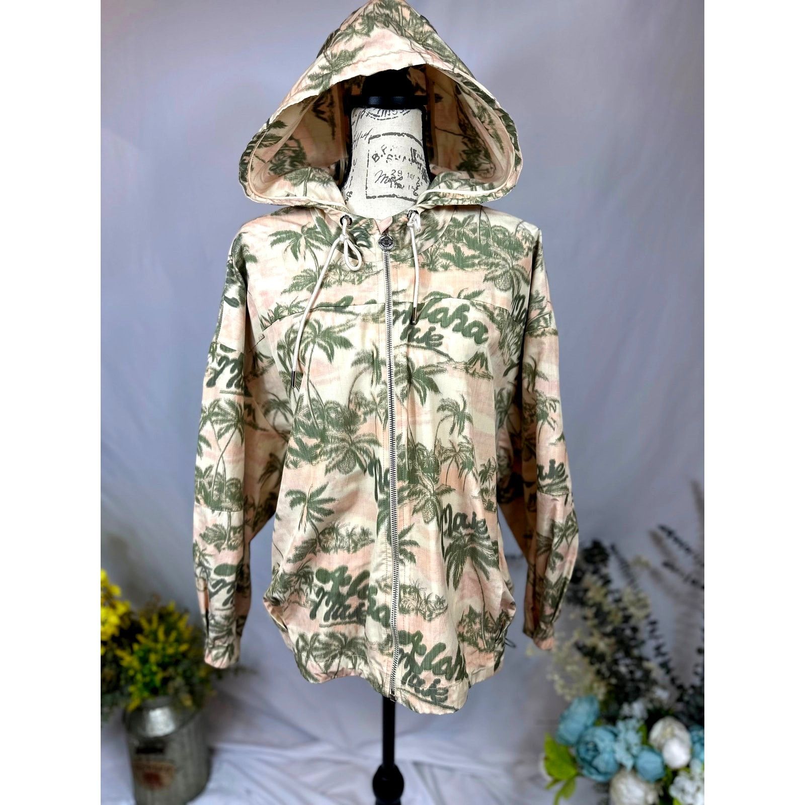 Maje Maje Palm Tree Print Jacket with hood Size 38 (M) Size M / US 6-8 / IT 42-44 - 8 Thumbnail