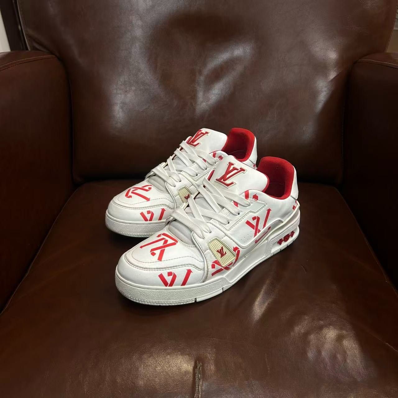 Louis Vuitton LV Trainer White Red Logo Size US 6.5 / EU 39-40 - 1 Thumbnail