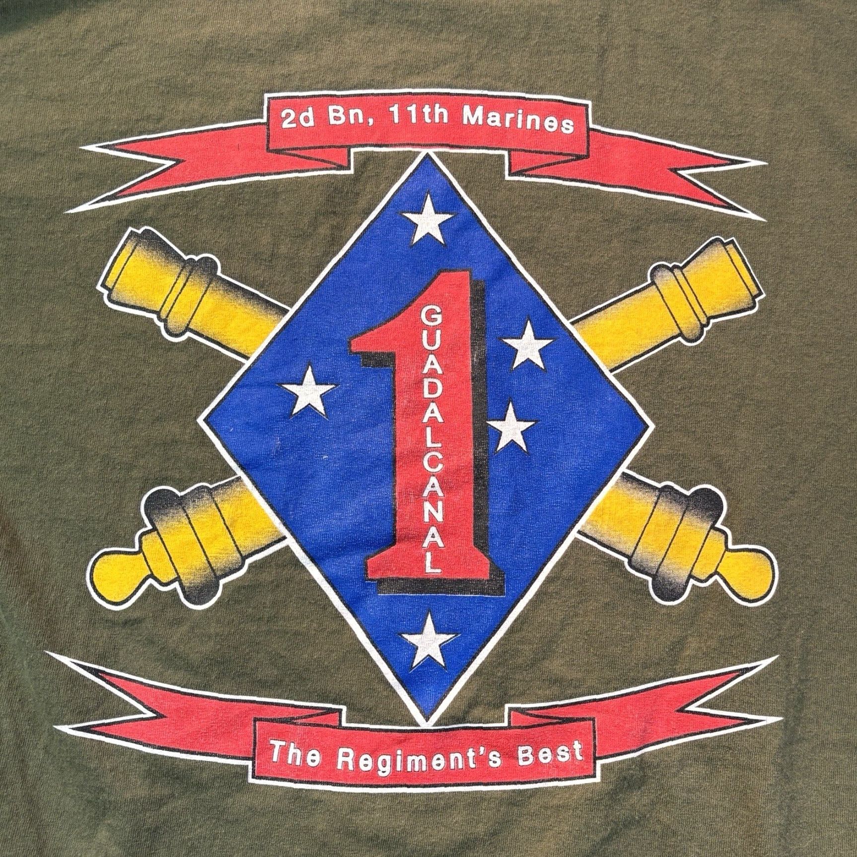 AAA VINTAGE USMC 2nd Battalion 11th Marines T-Shirt Guadalcanal Alstyle AAA Olive Medium Shirt Men M Green Size US M / EU 48-50 / 2 - 4 Thumbnail