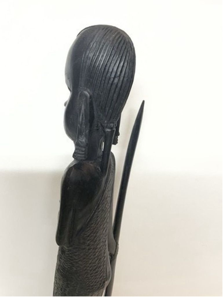 Other Hand Carved Wood Hunter Tribal Figure Kenyan Besmo 14.5” Size 26 - 4 Thumbnail